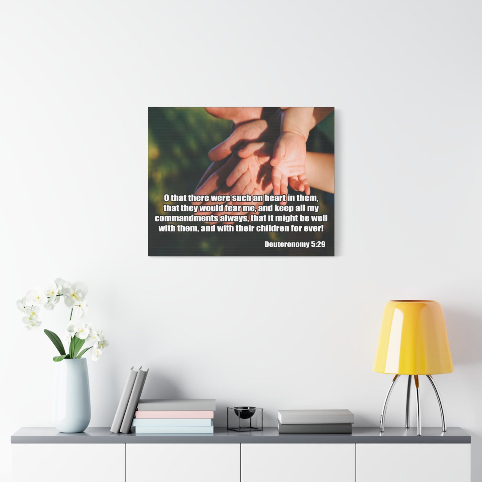 Bible Verse Canvas Keep All My Commandments Deuteronomy 5:29 Christian Home Décor Wall Art Scripture Ready to Hang Faith Print-Express Your Love Gifts