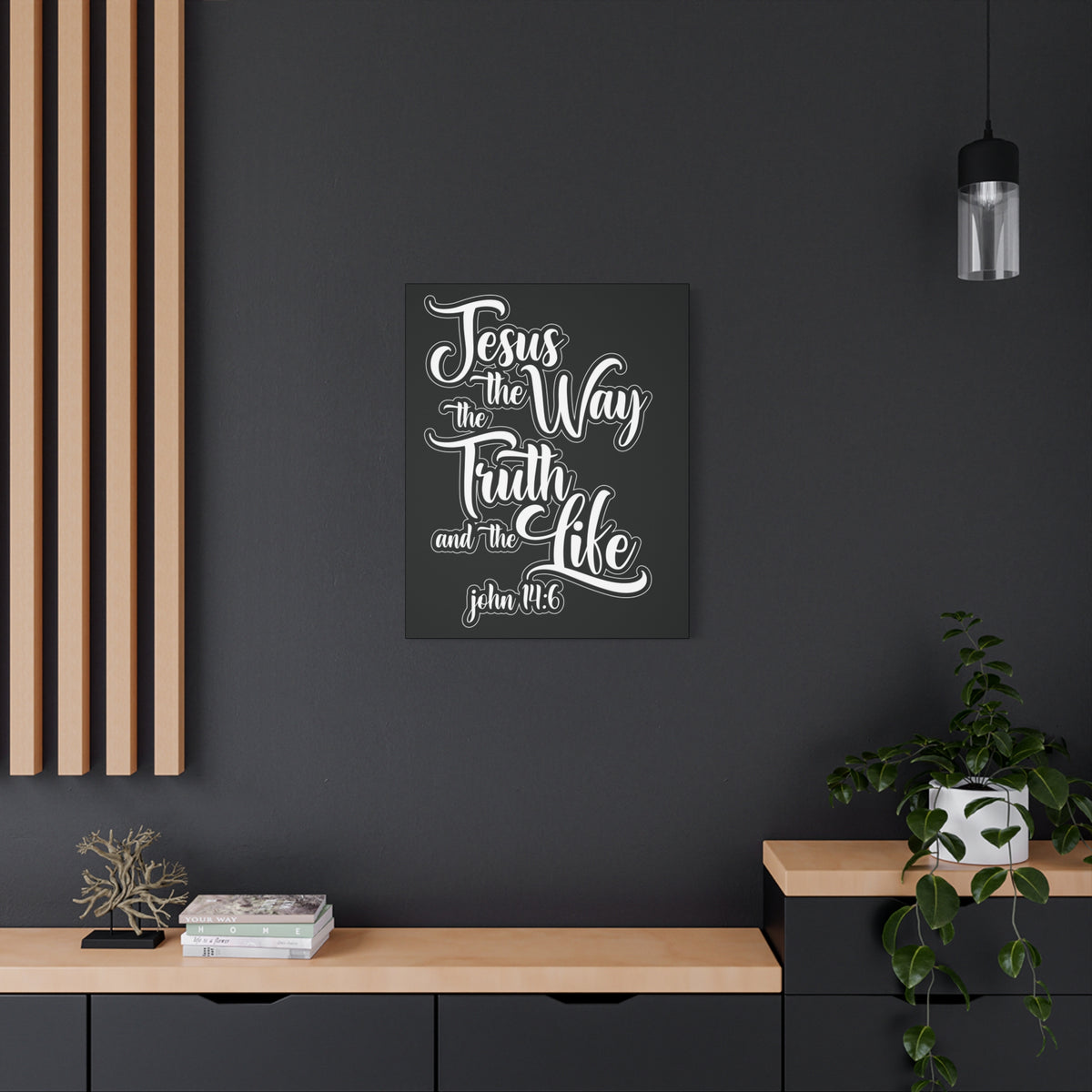 Scripture Walls Jesus The Way The Truth And The Life John 14:6 Black and White Bible Verse Canvas Christian Wall Art Ready To Hang-Express Your Love Gifts