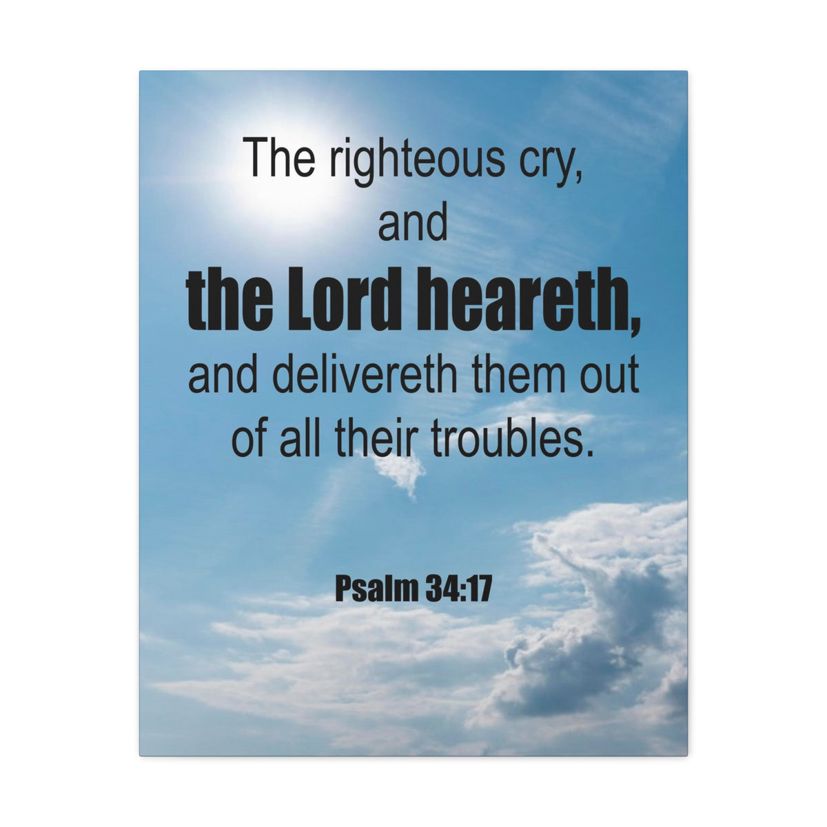 Scripture Walls The Lord Heareth Psalm 34:17 Bible Verse Canvas Christian Wall Art Ready to Hang-Express Your Love Gifts