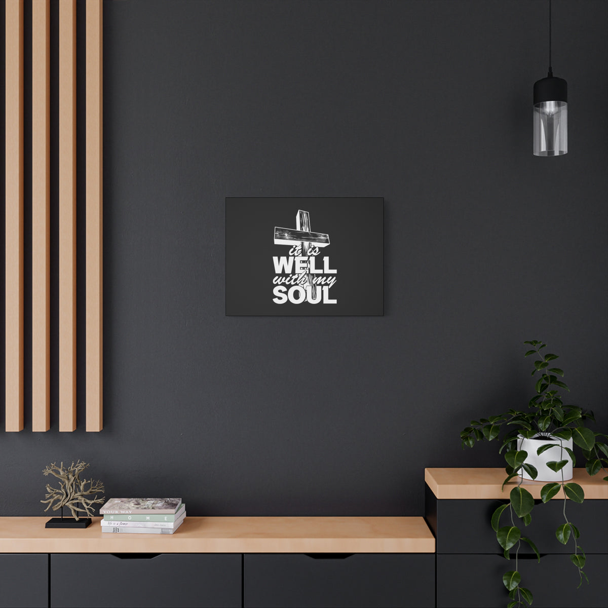 Scripture Canvas Well With My Soul Psalm 42:7 Cross Christian Wall Art Bible Verse Print Ready to Hang-Express Your Love Gifts
