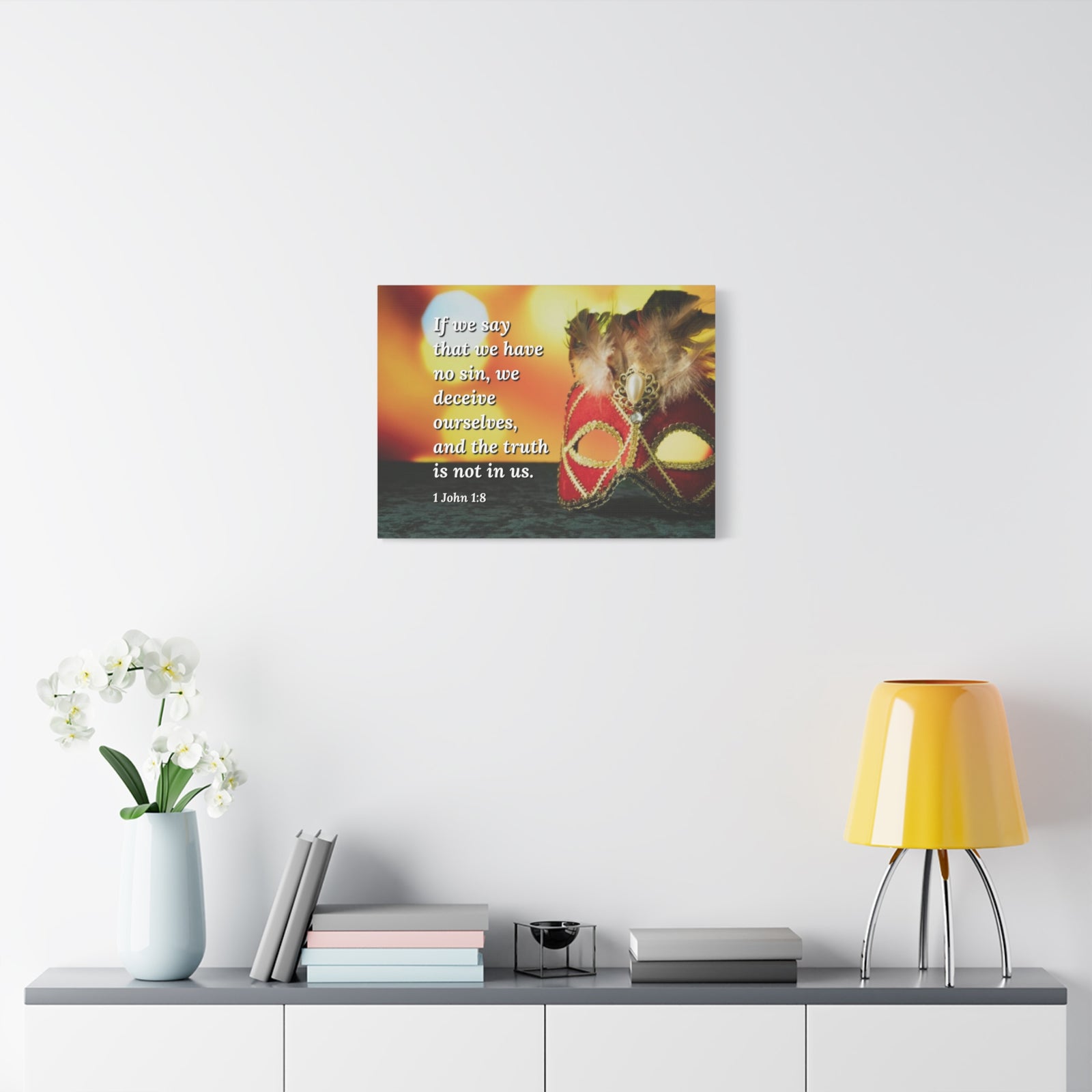 Scripture Canvas The Truth 1 John 1:8 Christian Wall Art Bible Verse Print Ready to Hang-Express Your Love Gifts