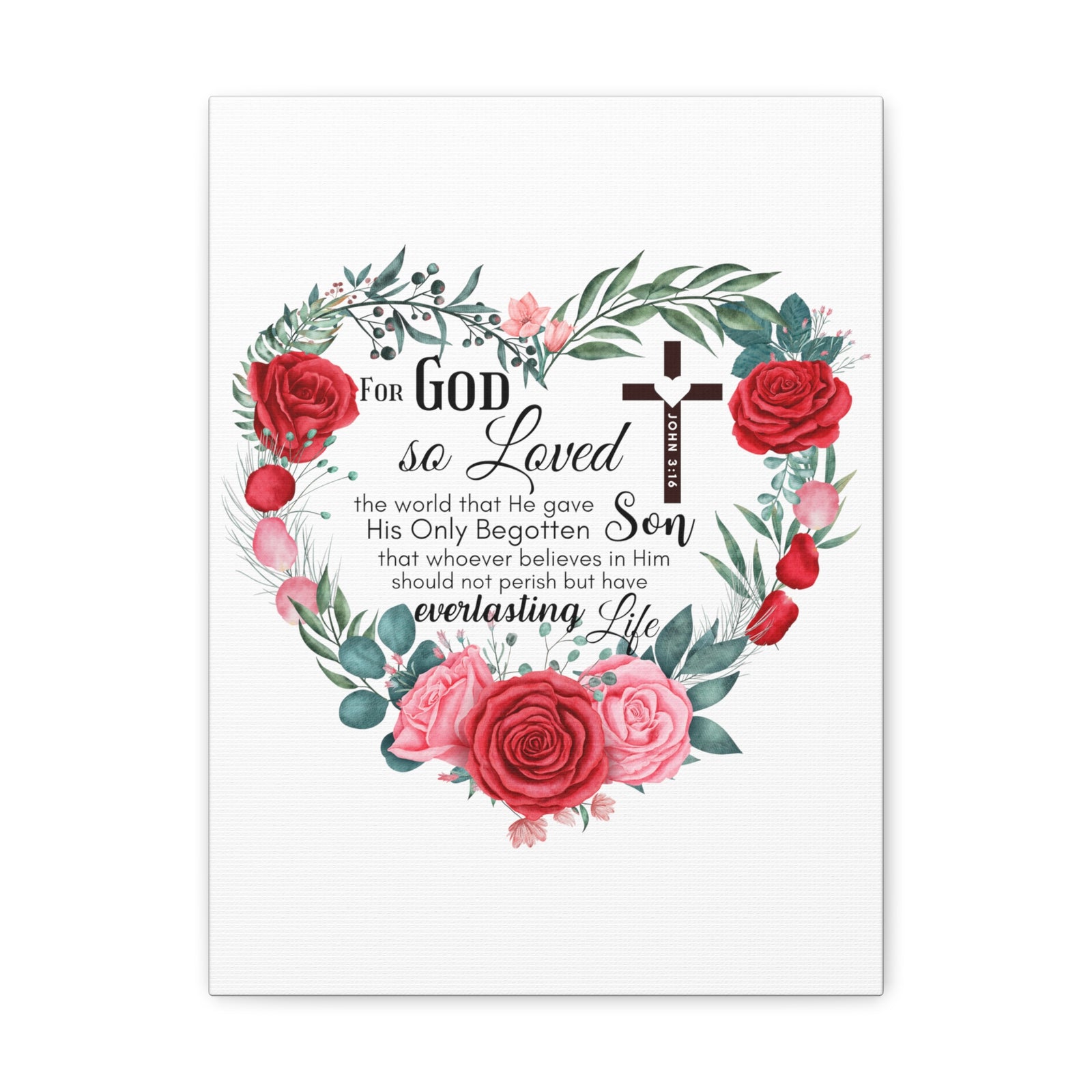 Scripture Walls John 3:16 Everlasting Life Bible Verse Canvas Christian Wall Art Ready to Hang Unframed-Express Your Love Gifts