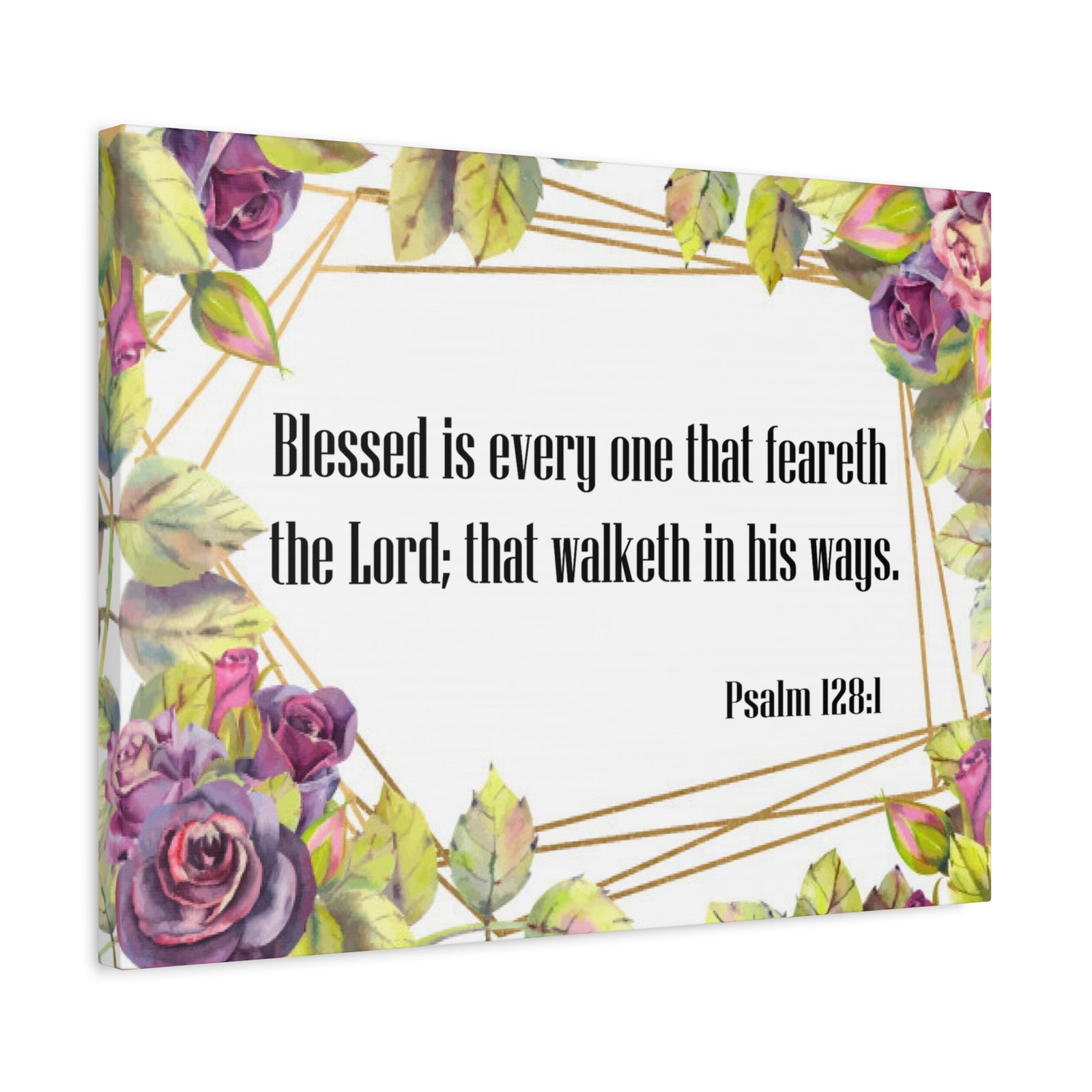 Bible Verse Canvas Blessed is Everyone Psalm 128:1 Christian Home Décor Wall Art Scripture Ready to Hang Faith Print-Express Your Love Gifts
