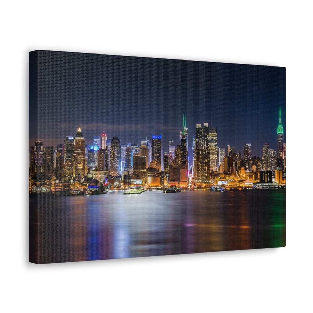 New York Night Skyline Canvas Artwork High-Quality Breathtaking Stunning Cityscape for Home Decor Ready to Hang-Express Your Love Gifts