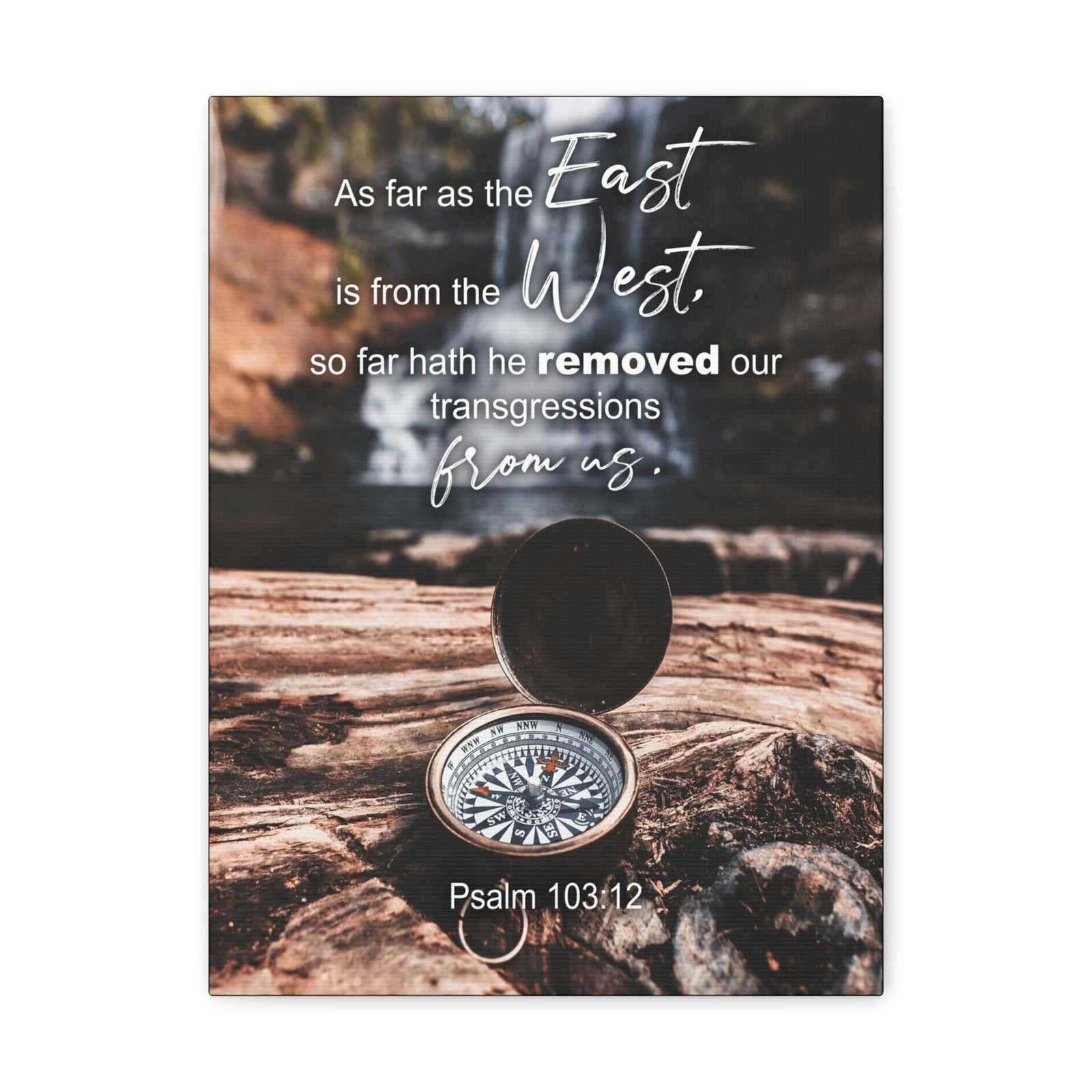 Scripture Canvas From Us Psalm 103:12 Christian Wall Art Bible Verse Print Ready to Hang-Express Your Love Gifts