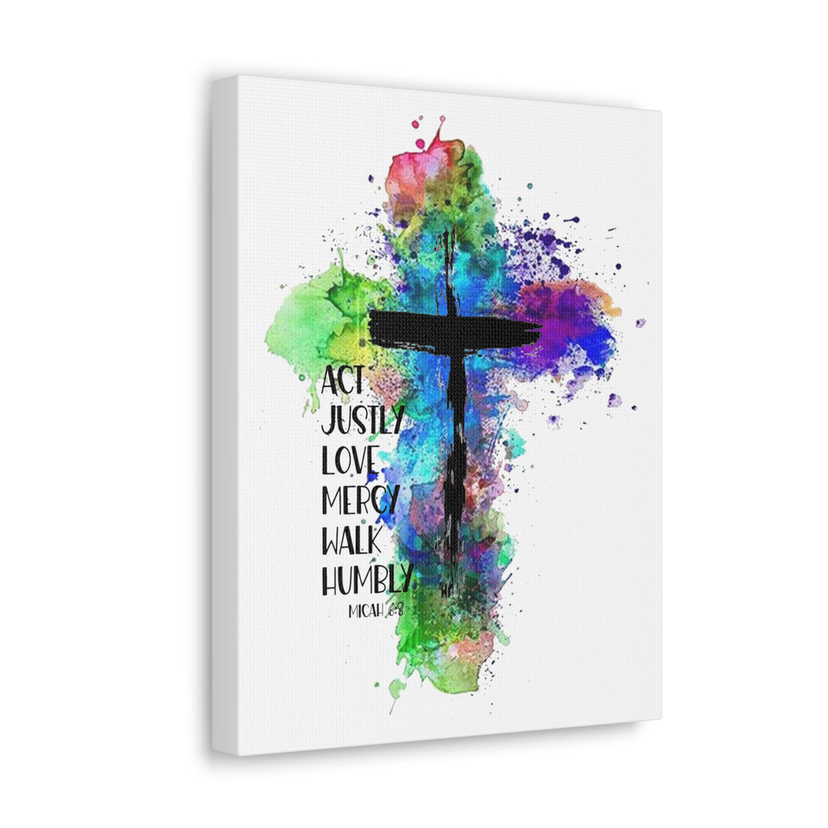 Scripture Walls Micah 6:8 Act Justly Distressed Cross Bible Verse Canvas Christian Wall Art Ready to Hang Unframed-Express Your Love Gifts