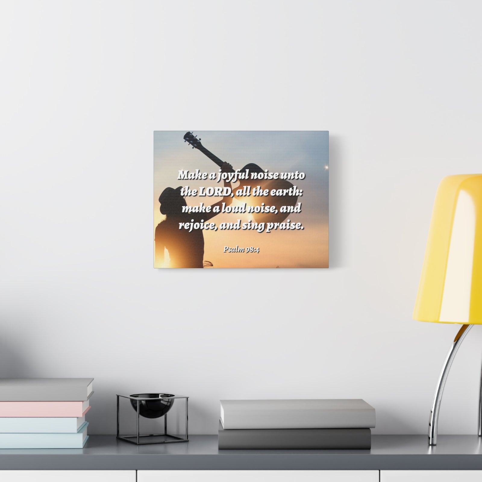 Scripture Canvas Sing Praise Psalm 98:4 Christian Wall Art Bible Verse Print Ready to Hang-Express Your Love Gifts