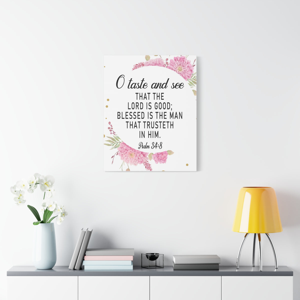 Bible Verse Canvas O Taste and See Psalm 34:8 Scripture Wall Art Christian Home Decor-Express Your Love Gifts