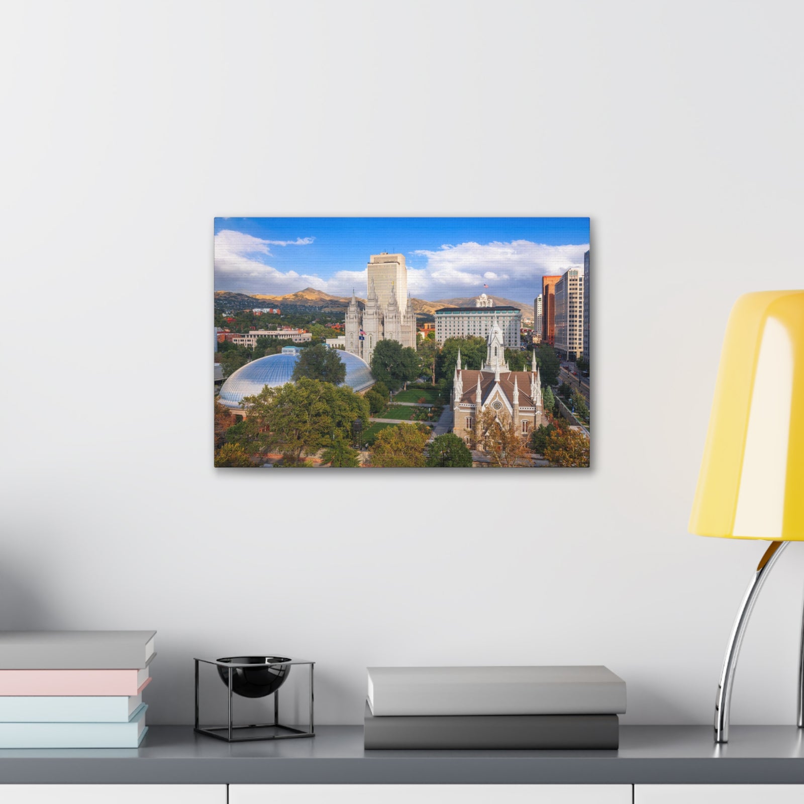 Salt Lake City Daytime Skyline Canvas Artwork High-Quality Breathtaking Stunning Cityscape for Home Decor Ready to Hang-Express Your Love Gifts
