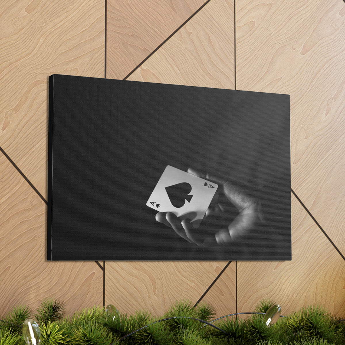 Ace of Spades In Hand Playing Card Canvas Wall Art for Home Decor Ready-to-Hang-Express Your Love Gifts