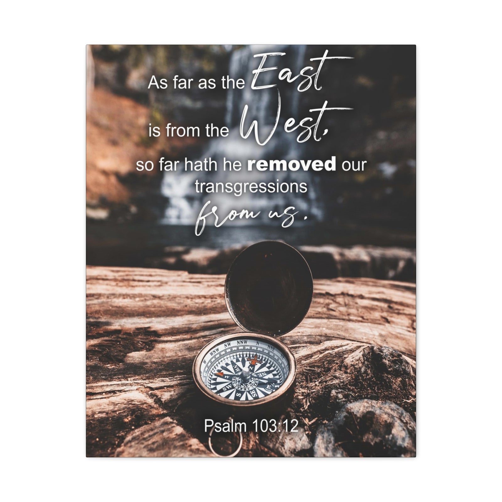 Scripture Canvas From Us Psalm 103:12 Christian Wall Art Bible Verse Print Ready to Hang-Express Your Love Gifts