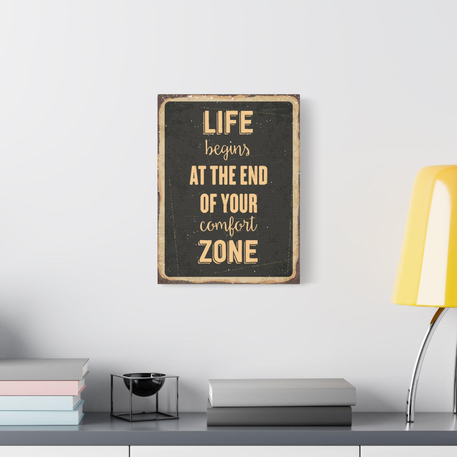 Inspirational Quote Canvas Life Begins Wall Art Motivational Motto Inspiring Prints Artwork Decor Ready to Hang-Express Your Love Gifts