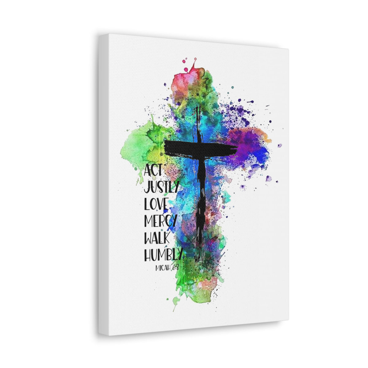 Scripture Walls Micah 6:8 Act Justly Distressed Cross Bible Verse Canvas Christian Wall Art Ready to Hang Unframed-Express Your Love Gifts