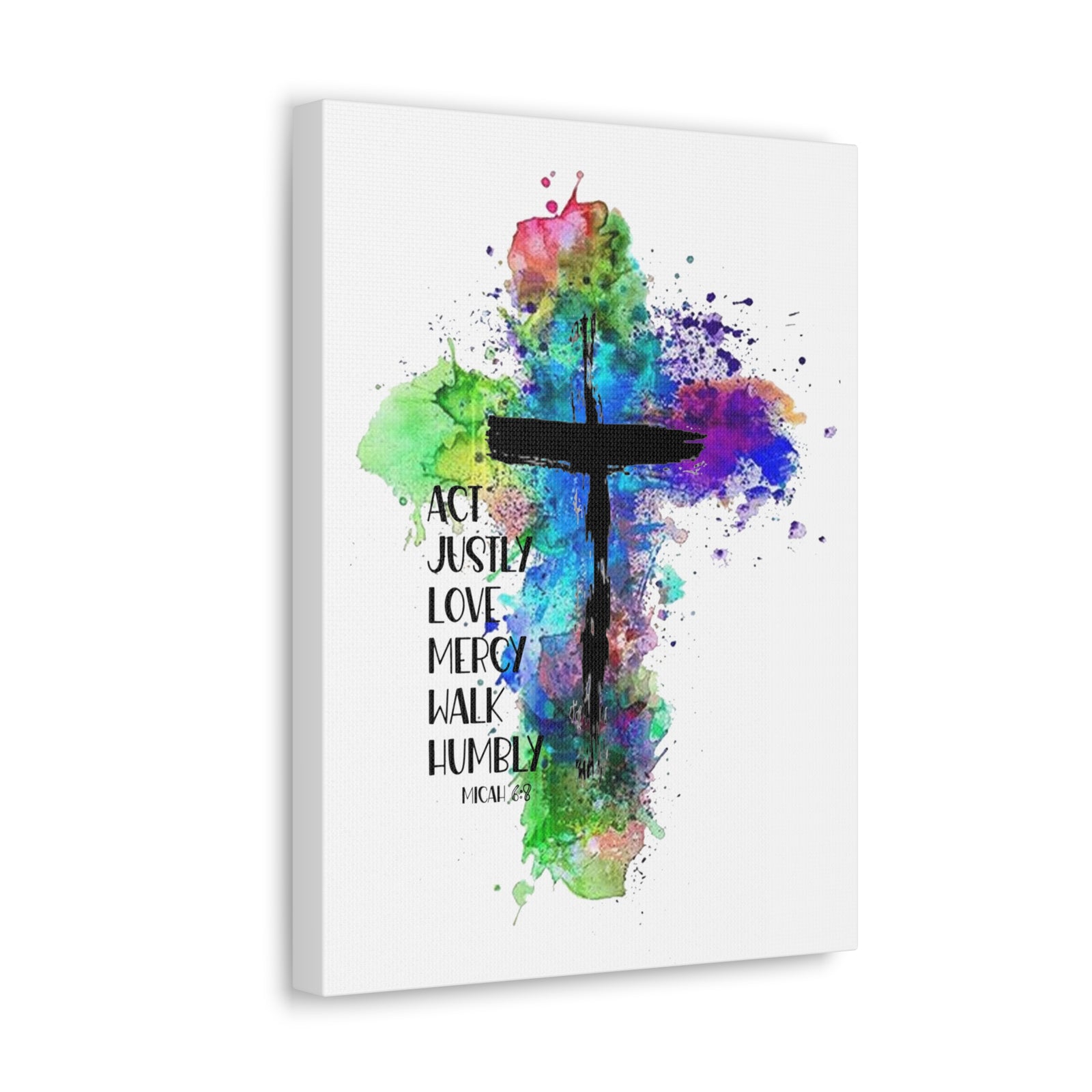 Scripture Walls Micah 6:8 Act Justly Distressed Cross Bible Verse Canvas Christian Wall Art Ready to Hang Unframed-Express Your Love Gifts