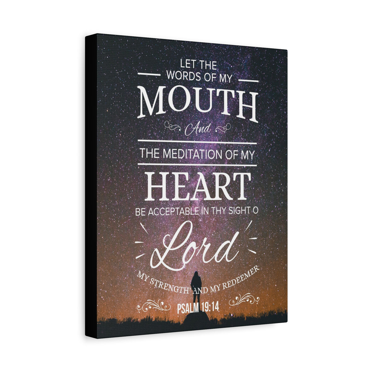 Scripture Canvas My Strength and Redeemer Psalm 19:14 Christian Wall Art Bible Verse Print Ready to Hang-Express Your Love Gifts