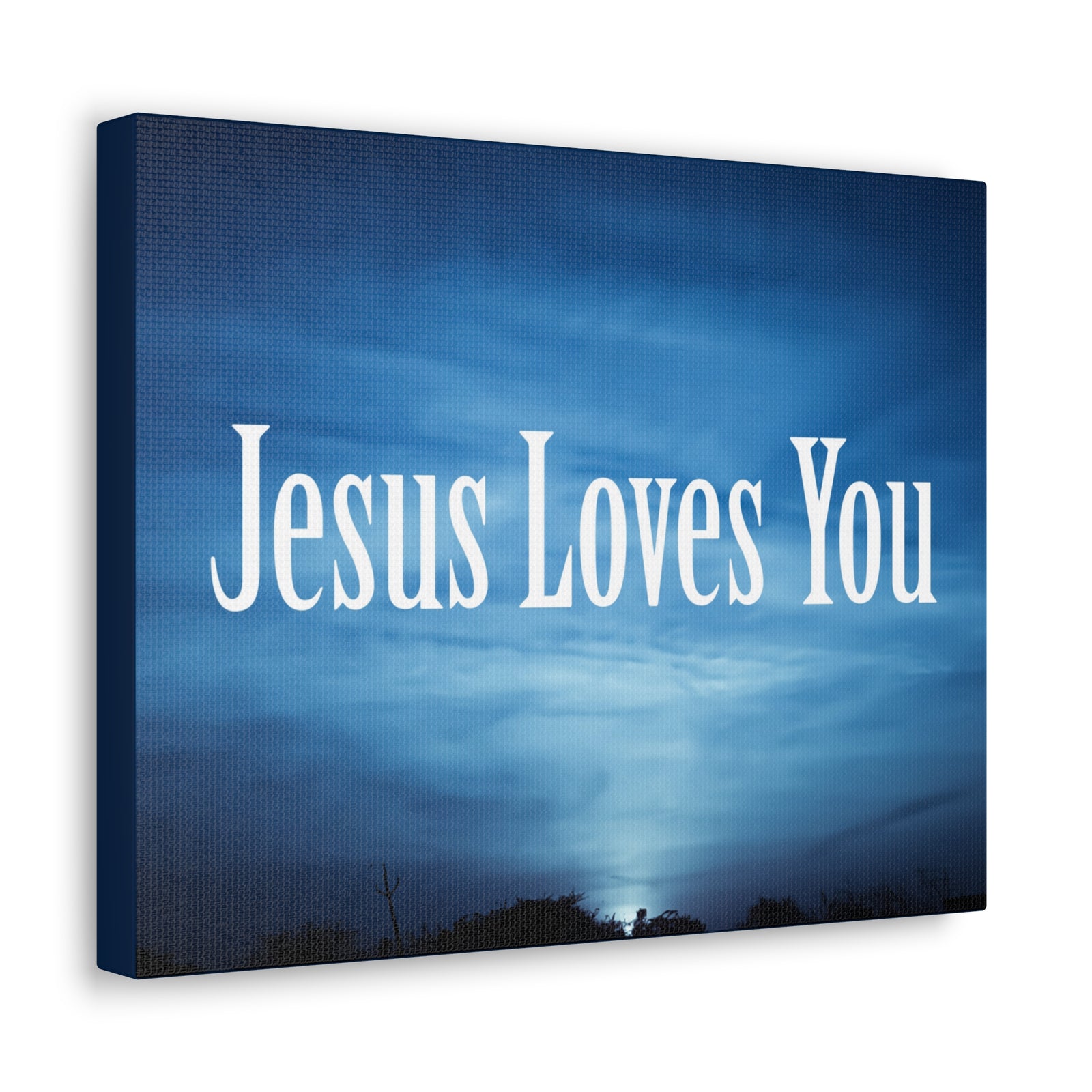 Scripture Canvas Jesus Loves You John 3:16 Dark Blue Sky Christian Wall Art Bible Verse Print Ready to Hang-Express Your Love Gifts