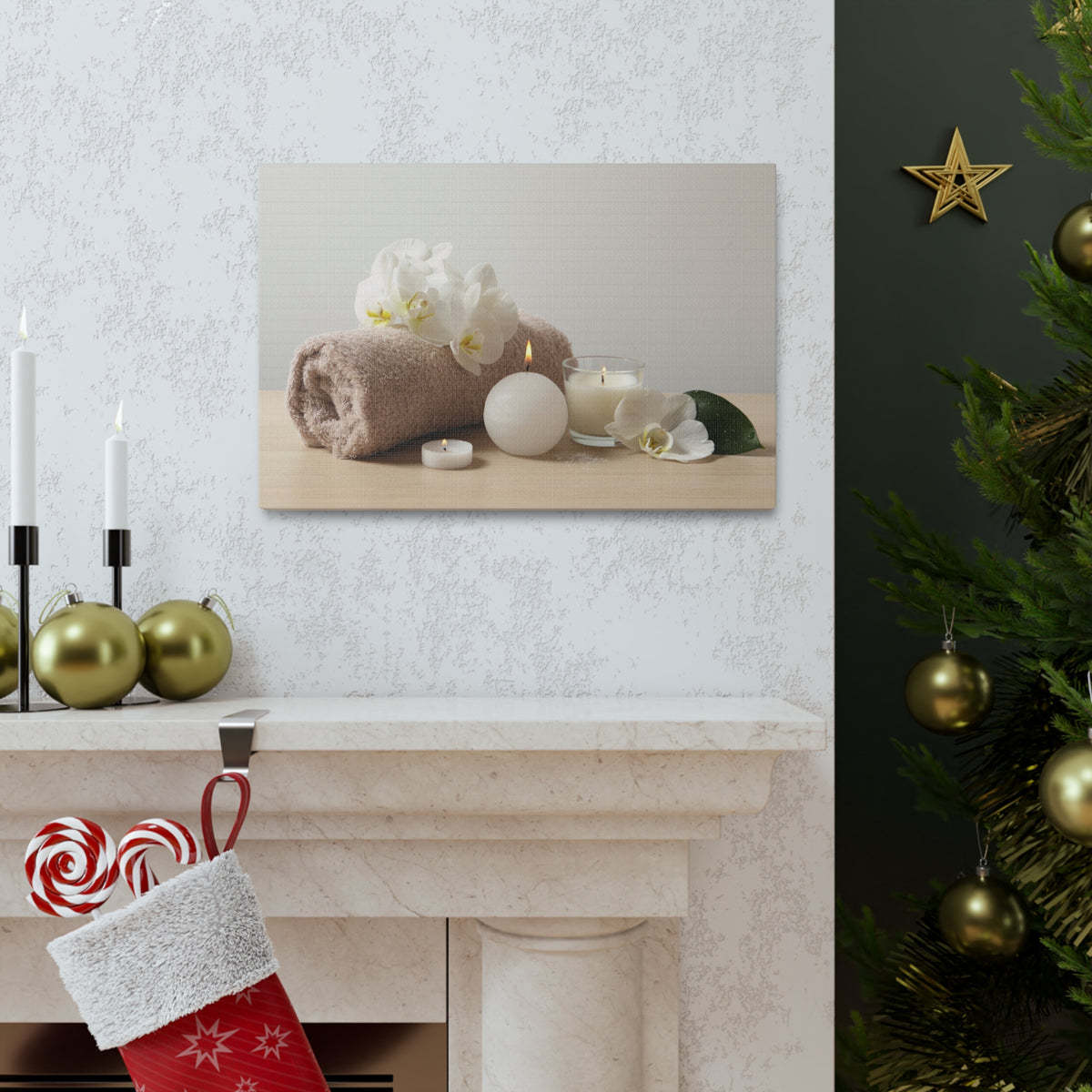 Beautiful Spa Composition Forest Floral Nature Photography Canvas Wall Art for Home Decor Ready-to-Hang-Express Your Love Gifts