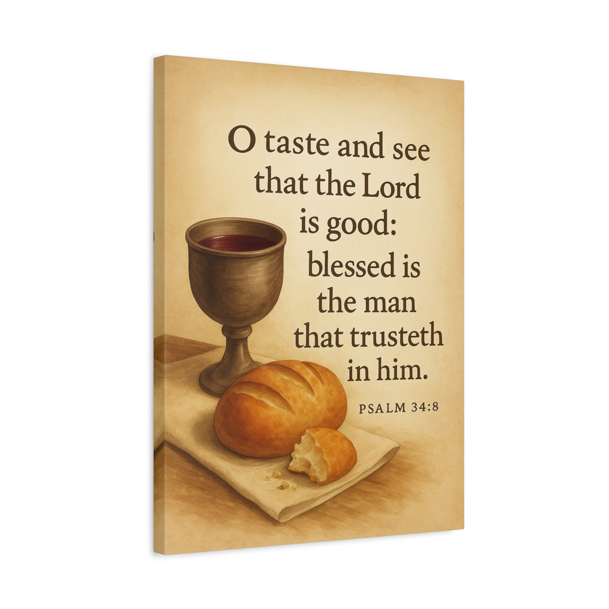 Bible Verse Canvas Psalm 34:8 Christian Home Décor Wall Art Scripture Ready to Hang Faith Print-Express Your Love Gifts