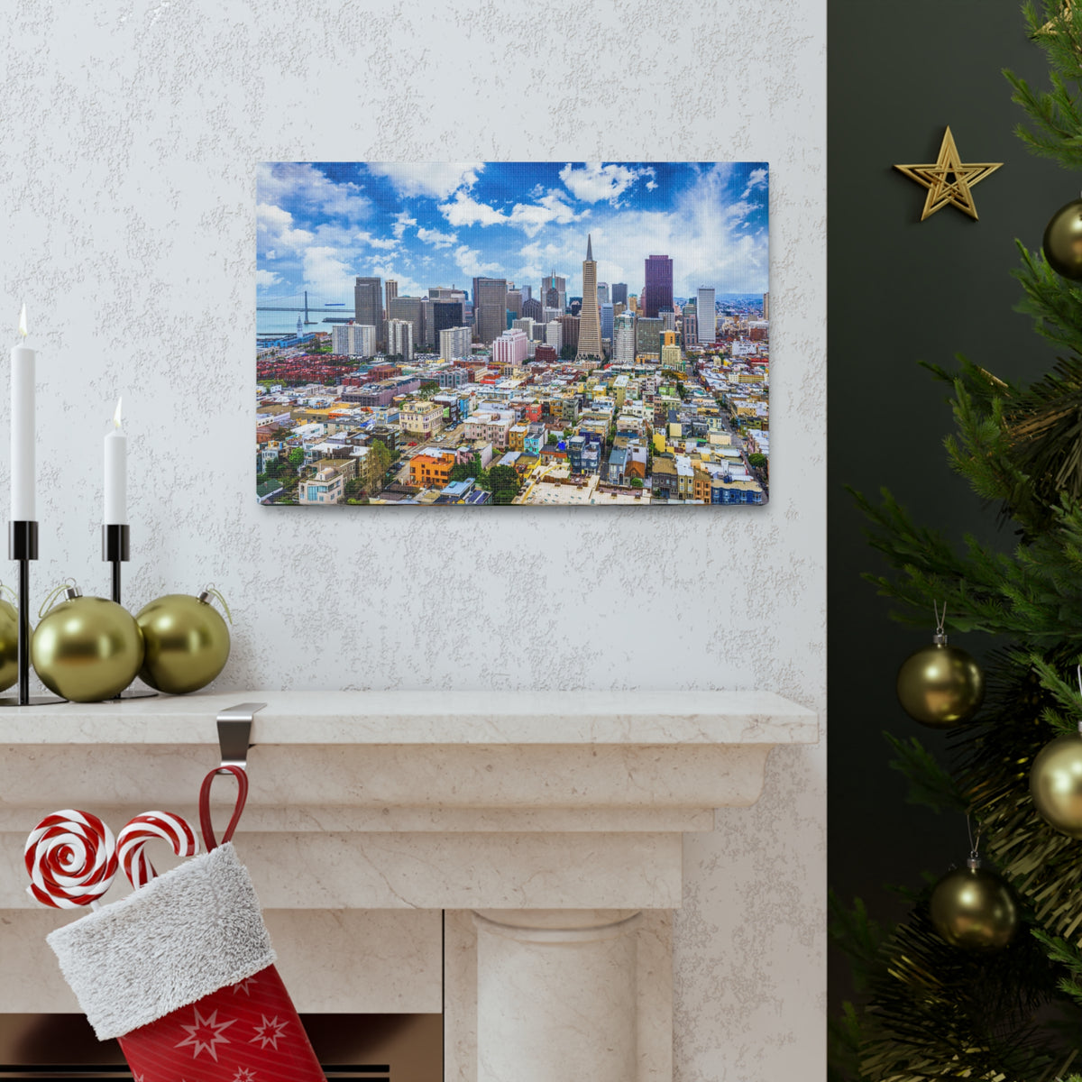 San Francisco Daytime Skyline Canvas Artwork High-Quality Breathtaking Stunning Cityscape for Home Decor Ready to Hang-Express Your Love Gifts