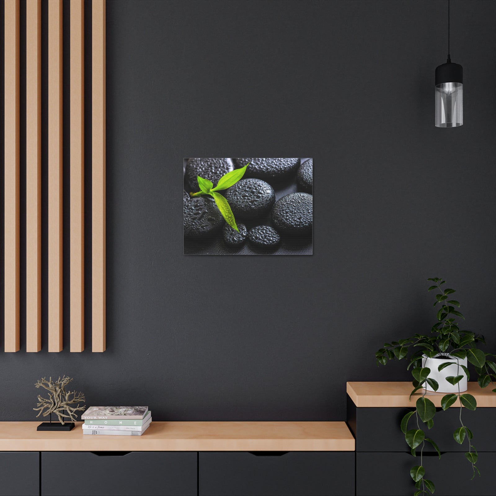 Green Branch Bamboo Forest Floral Nature Photography Canvas Wall Art for Home Decor Ready-to-Hang-Express Your Love Gifts