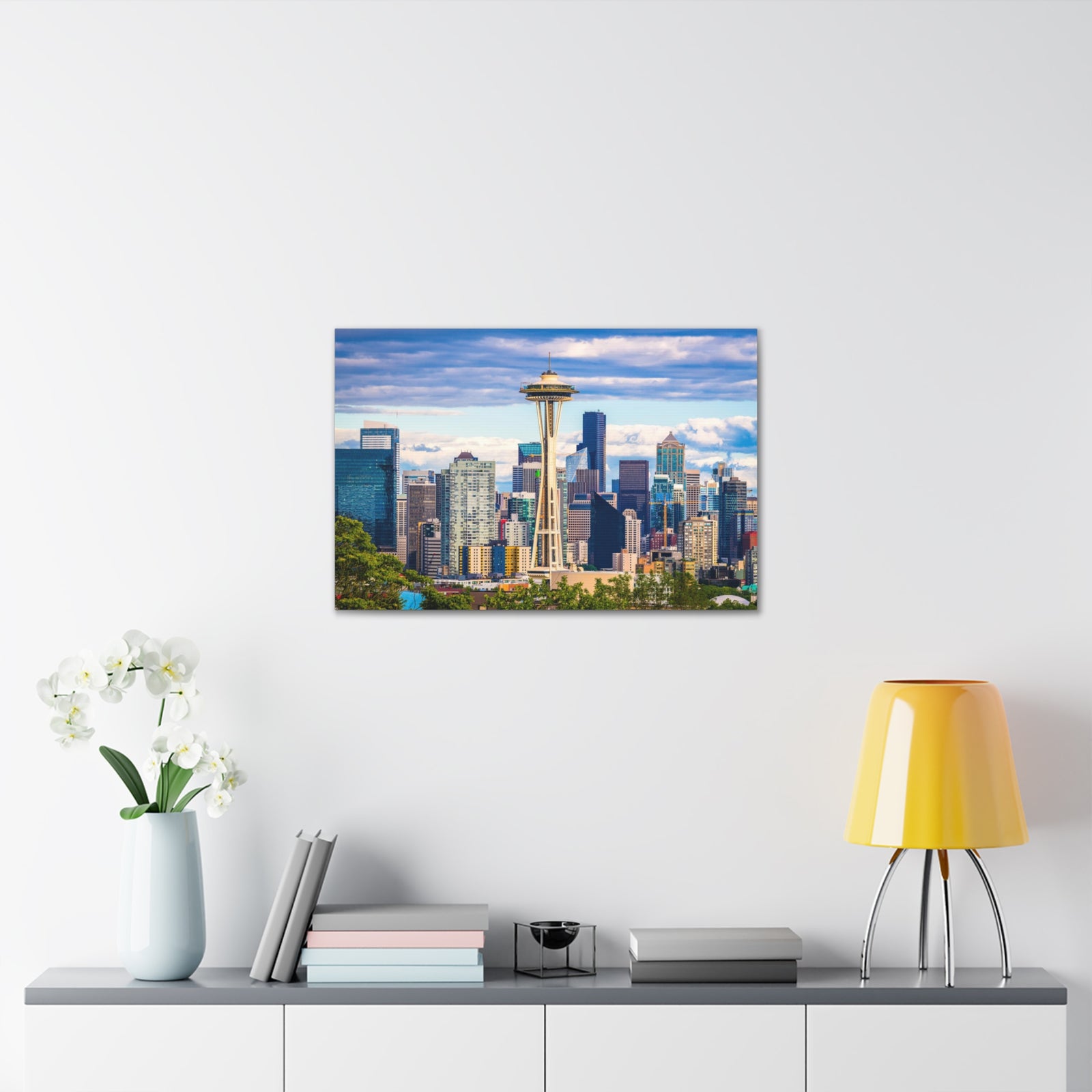 Seattle Daytime Skyline Canvas Artwork High-Quality Breathtaking Stunning Cityscape for Home Decor Ready to Hang-Express Your Love Gifts