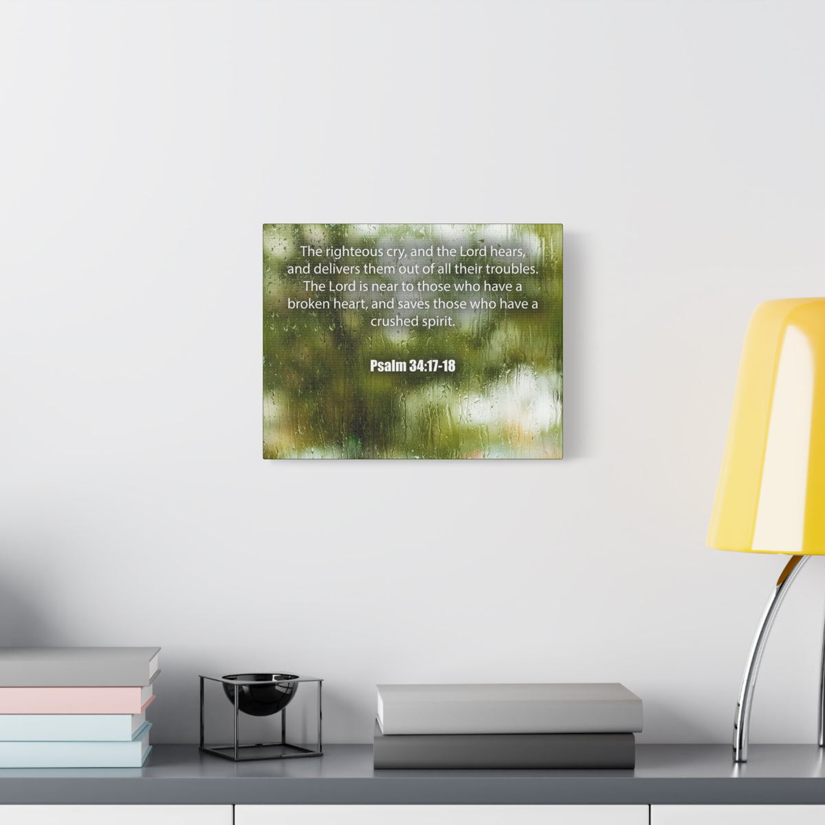 Scripture Canvas The Righteous Cry Psalm 34:17-18 Christian Wall Art Bible Verse Print Ready to Hang-Express Your Love Gifts