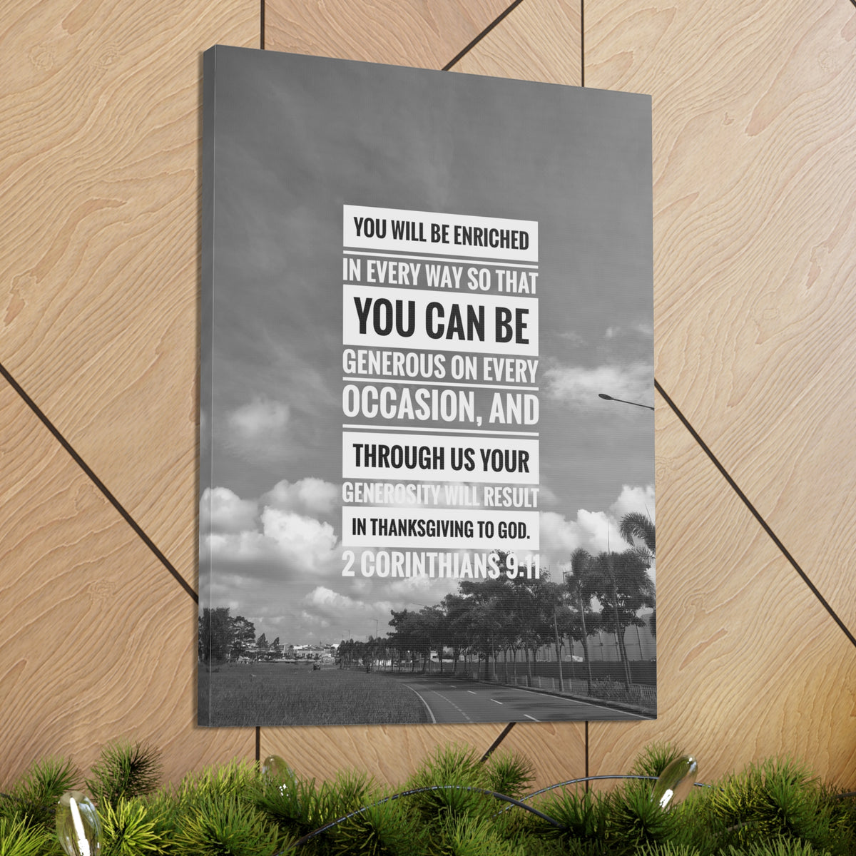 Scripture Canvas You Will Be Enriched 2 Corinthians 9:11 Christian Wall Art Bible Verse Print Ready to Hang-Express Your Love Gifts
