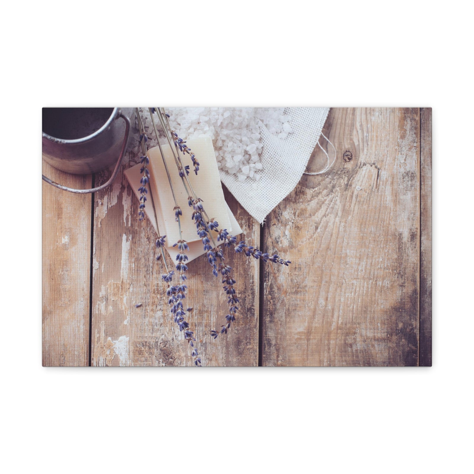 Lilac Flowers On Wooden Plank Rustic Country Background Canvas Wall Art for Home Decor Ready-to-Hang-Express Your Love Gifts