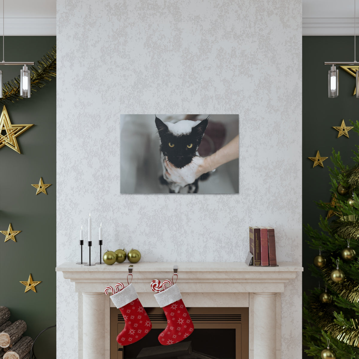Cute Main Coon Bathee Canvas Wall Art for Home Decor Ready-to-Hang-Express Your Love Gifts