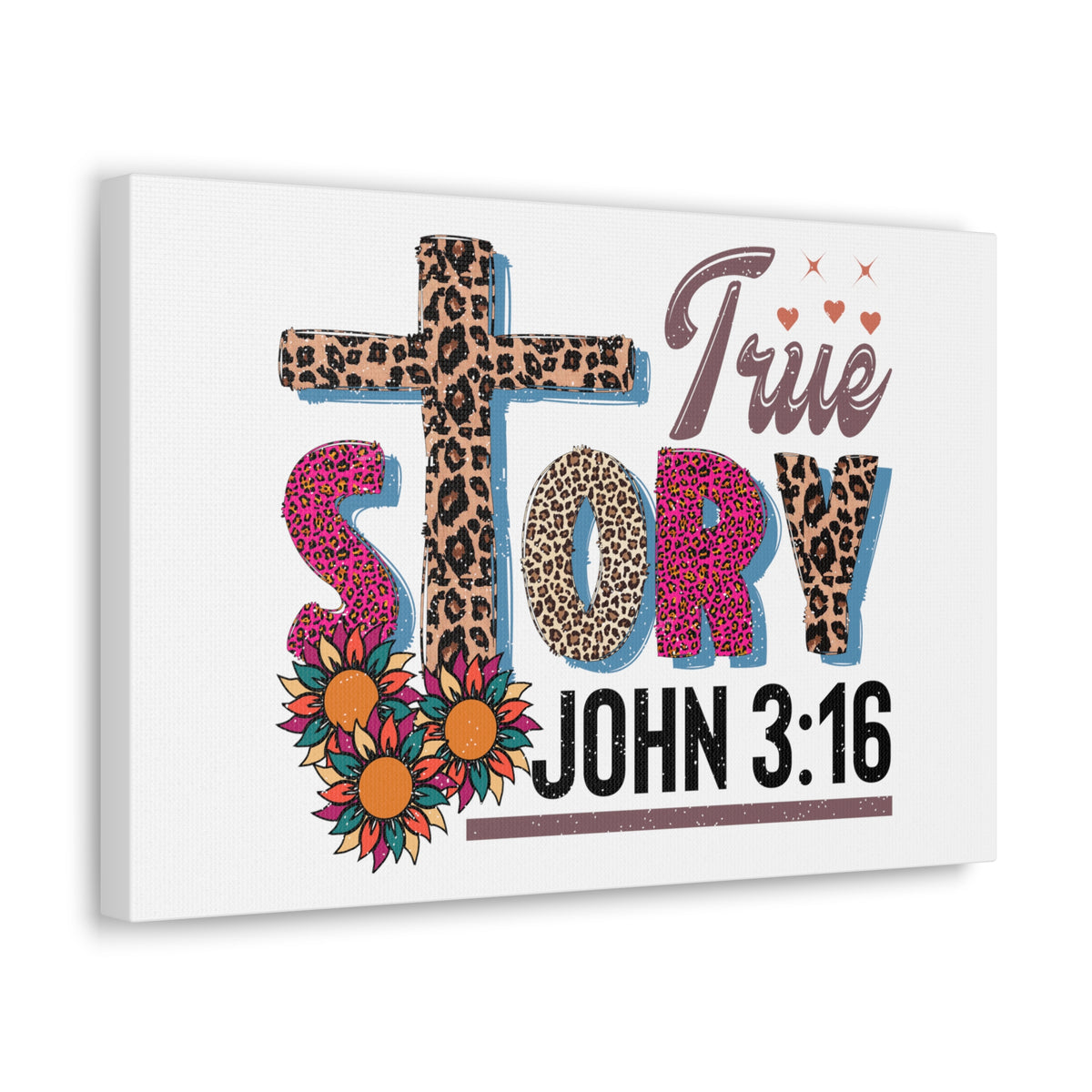 Scripture Walls John 3:16 True Story Bible Verse Canvas Christian Wall Art Ready to Hang Unframed-Express Your Love Gifts