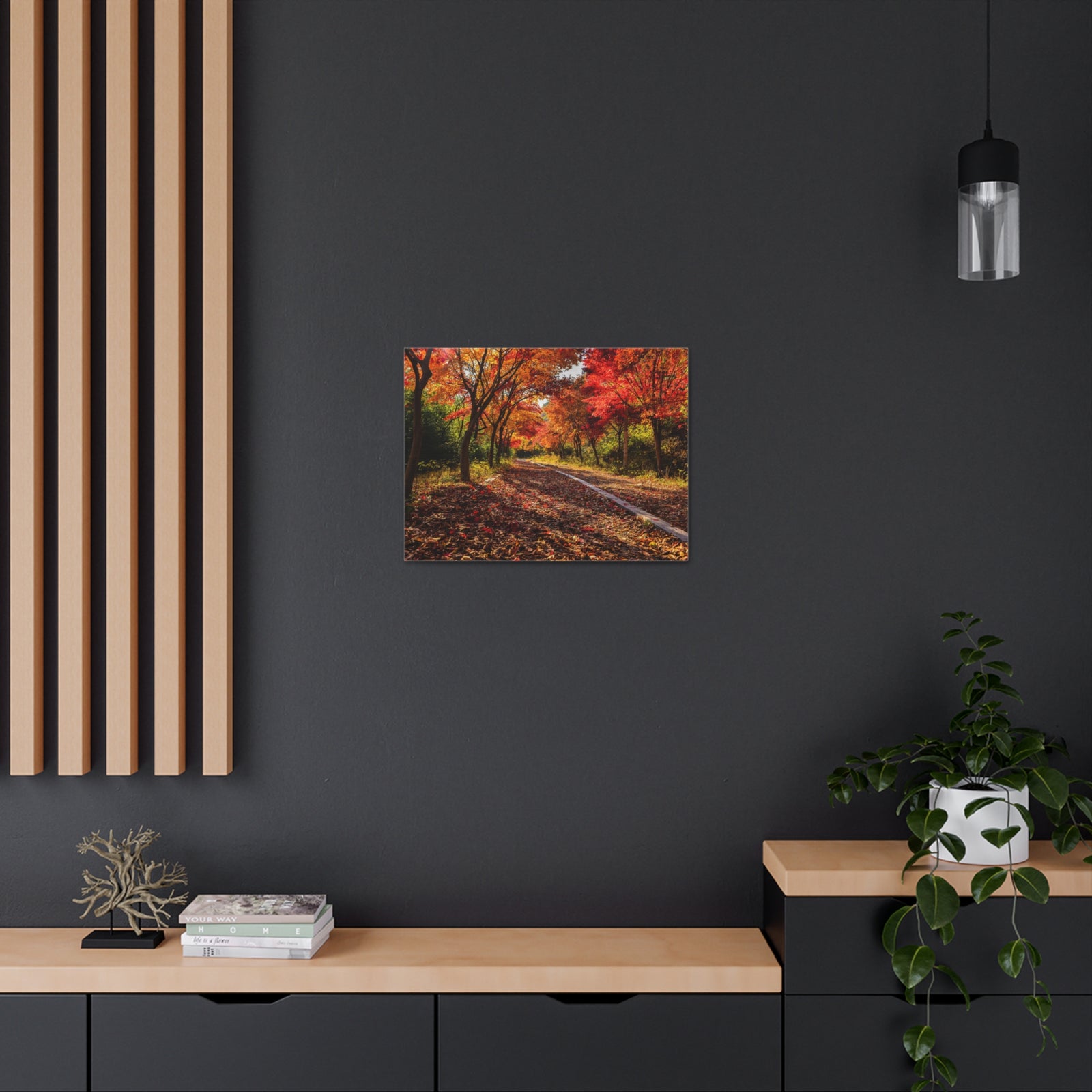 Orange Tree Path Autumn Park Nature Wilderness Photography Canvas Wall Art for Home Decor Ready-to-Hang-Express Your Love Gifts