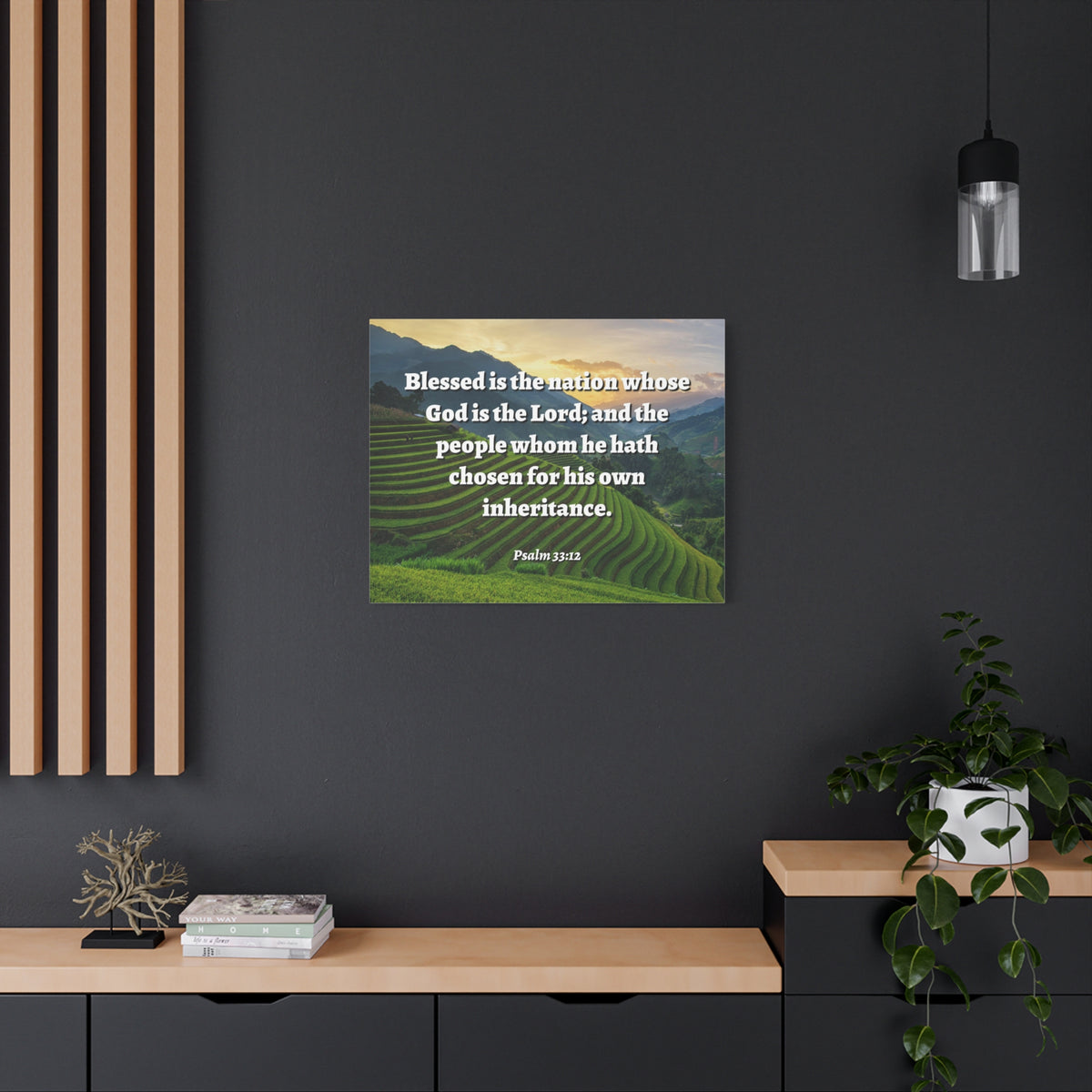 Scripture Walls Blessed Is The Nation Psalm 33:12 Bible Verse Canvas Christian Wall Art Ready to Hang-Express Your Love Gifts