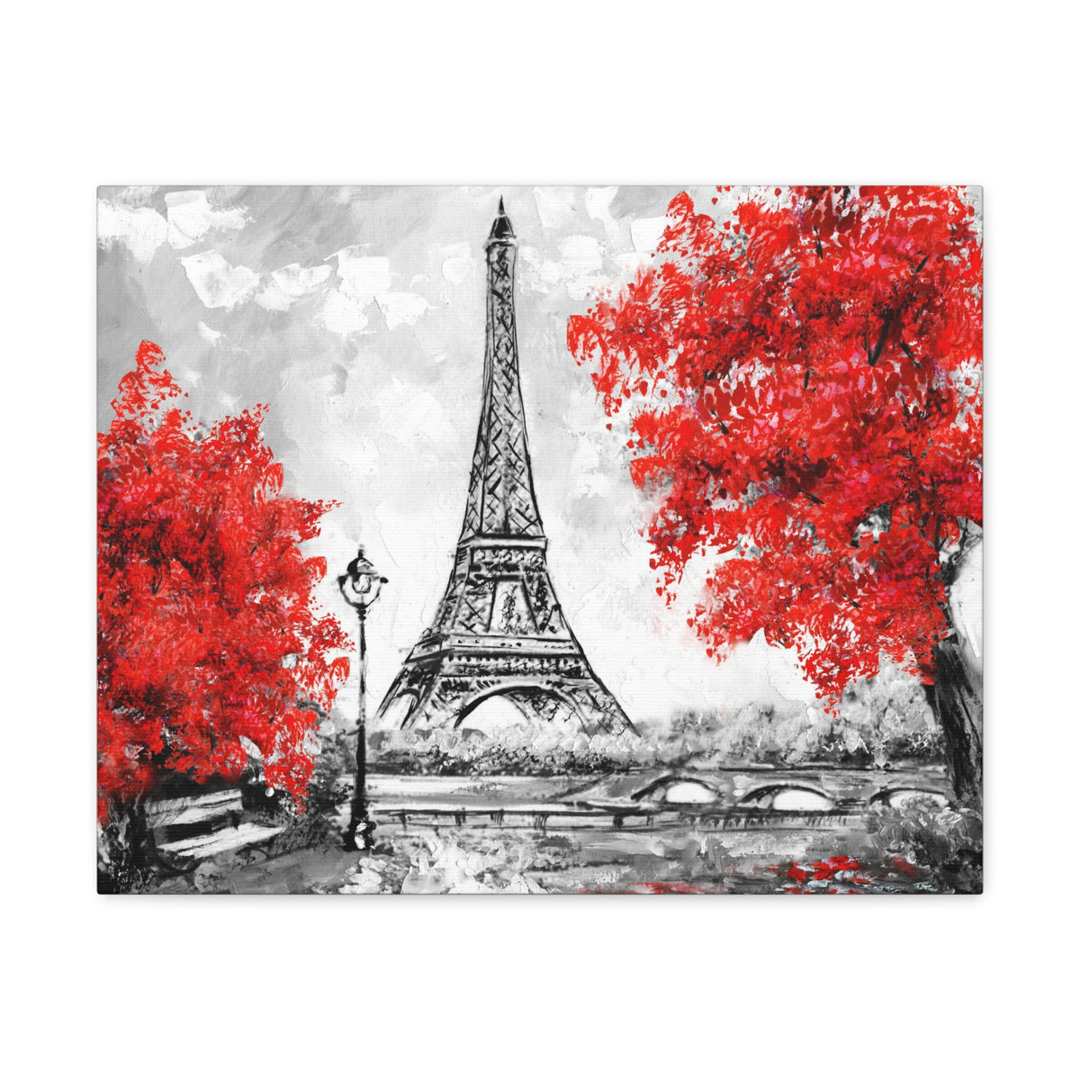 Paris Red Tree Eiffel Tower France Canvas Artwork High-Quality Breathtaking French City for Home Decor Ready to Hang-Express Your Love Gifts