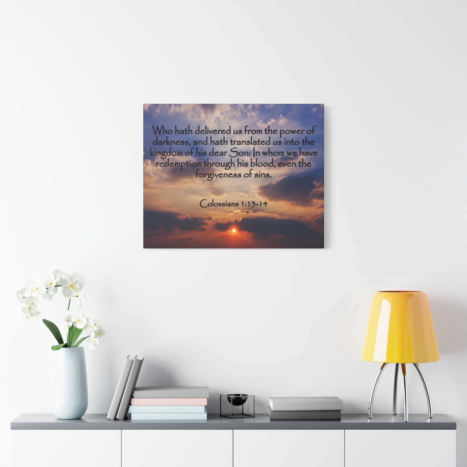 Bible Verse Canvas Into The Kingdom of His Dear Son Colossians 1:13-14 Christian Home Décor Wall Art Scripture Ready to Hang Faith Print-Express Your Love Gifts