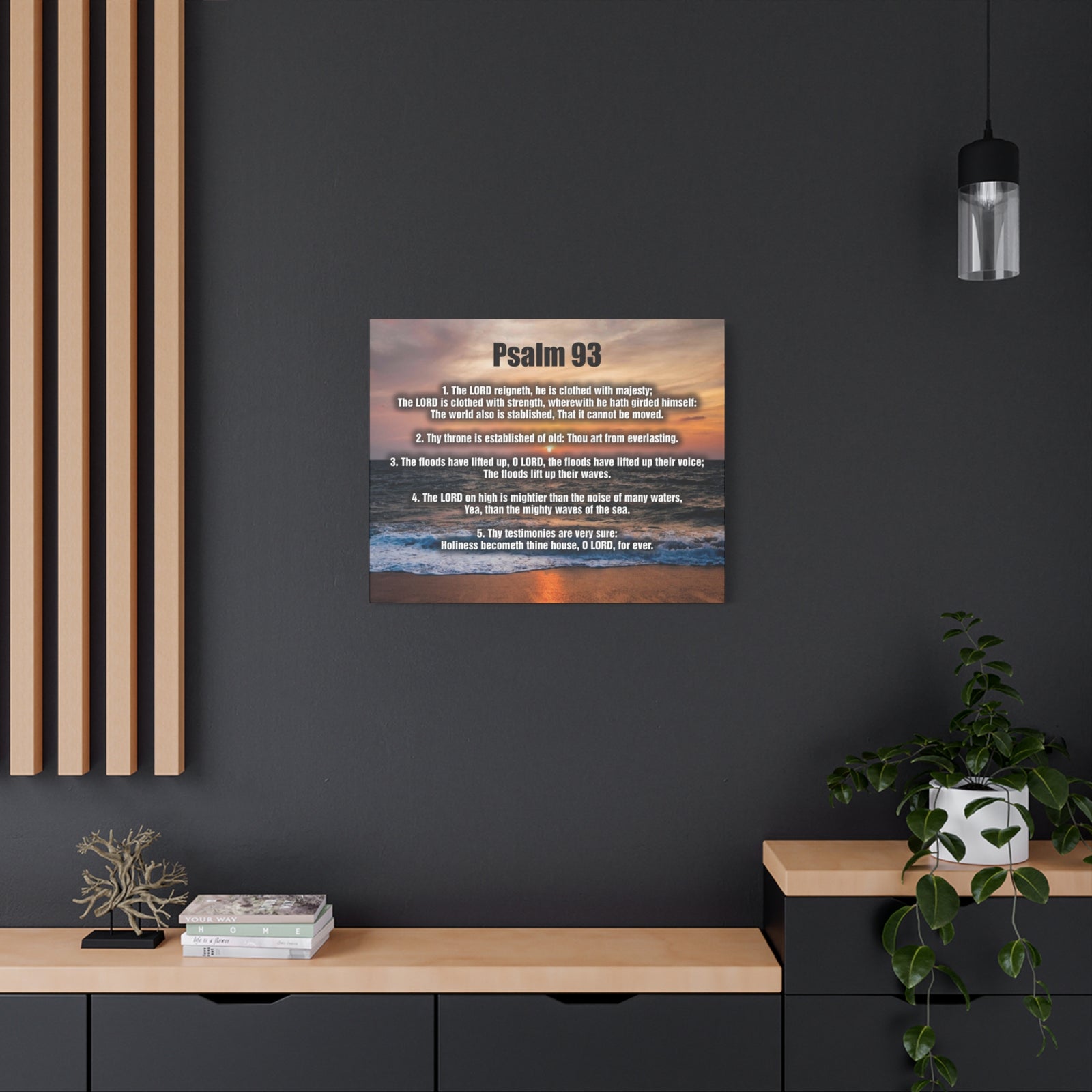 Scripture Canvas The Lord Reigneth Psalm 93 Christian Wall Art Bible Verse Print Ready to Hang-Express Your Love Gifts