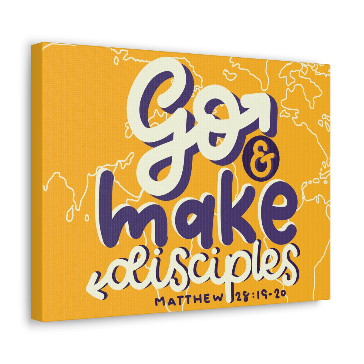 Scripture Canvas Go And Make Disciples Matthew 28:19-20 Christian Wall Art Bible Verse Print Ready to Hang-Express Your Love Gifts
