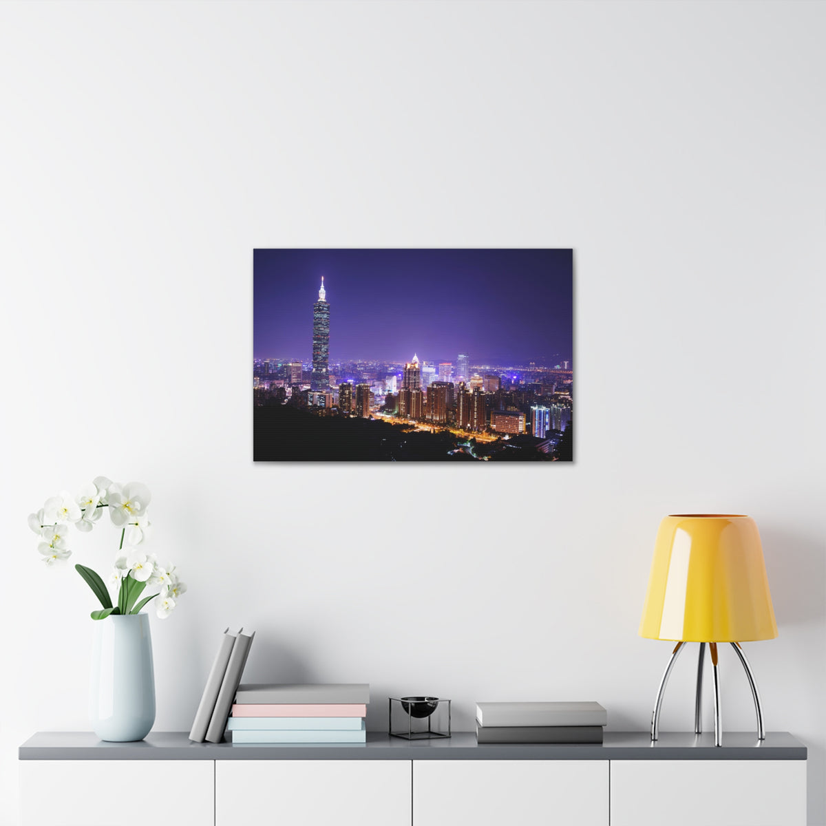 Taipei Night Skyline Canvas Artwork High-Quality Breathtaking Stunning Cityscape for Home Decor Ready to Hang-Express Your Love Gifts