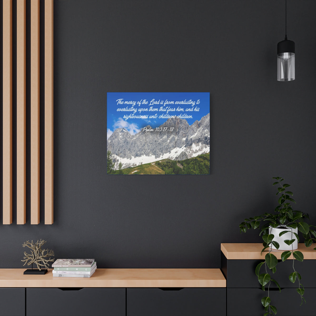 Scripture Canvas The Mercy of The Lord Psalm 103:17-18 Christian Wall Art Bible Verse Print Ready to Hang-Express Your Love Gifts