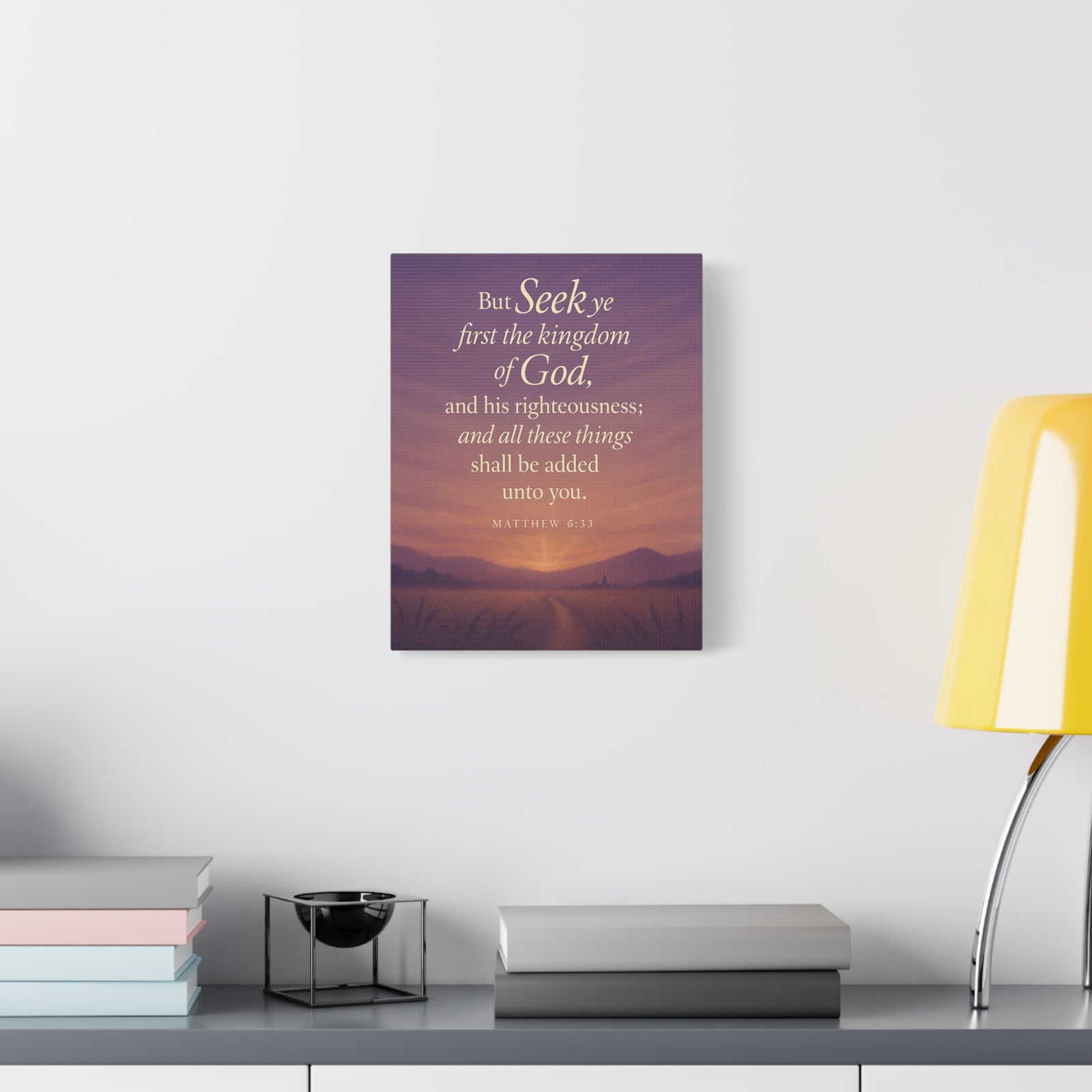 Bible Verse Canvas Matthew 6:33 Christian Home Décor Wall Art Scripture Ready to Hang Faith Print-Express Your Love Gifts