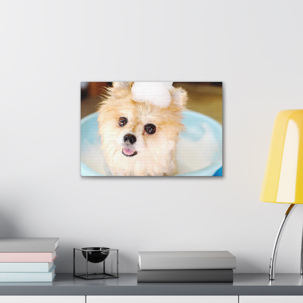 Cute Pomeranian Bathee Canvas Wall Art for Home Decor Ready-to-Hang-Express Your Love Gifts