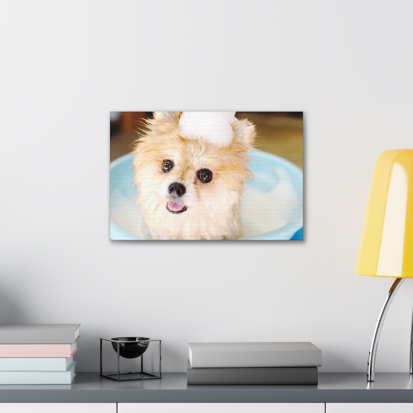 Cute Pomeranian Bathee Canvas Wall Art for Home Decor Ready-to-Hang-Express Your Love Gifts
