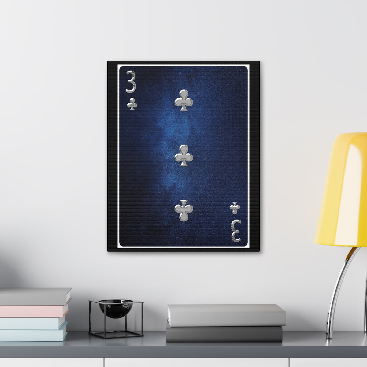 Three Of Clubs Space Background Playing Card Canvas Wall Art for Home Decor Ready-to-Hang-Express Your Love Gifts