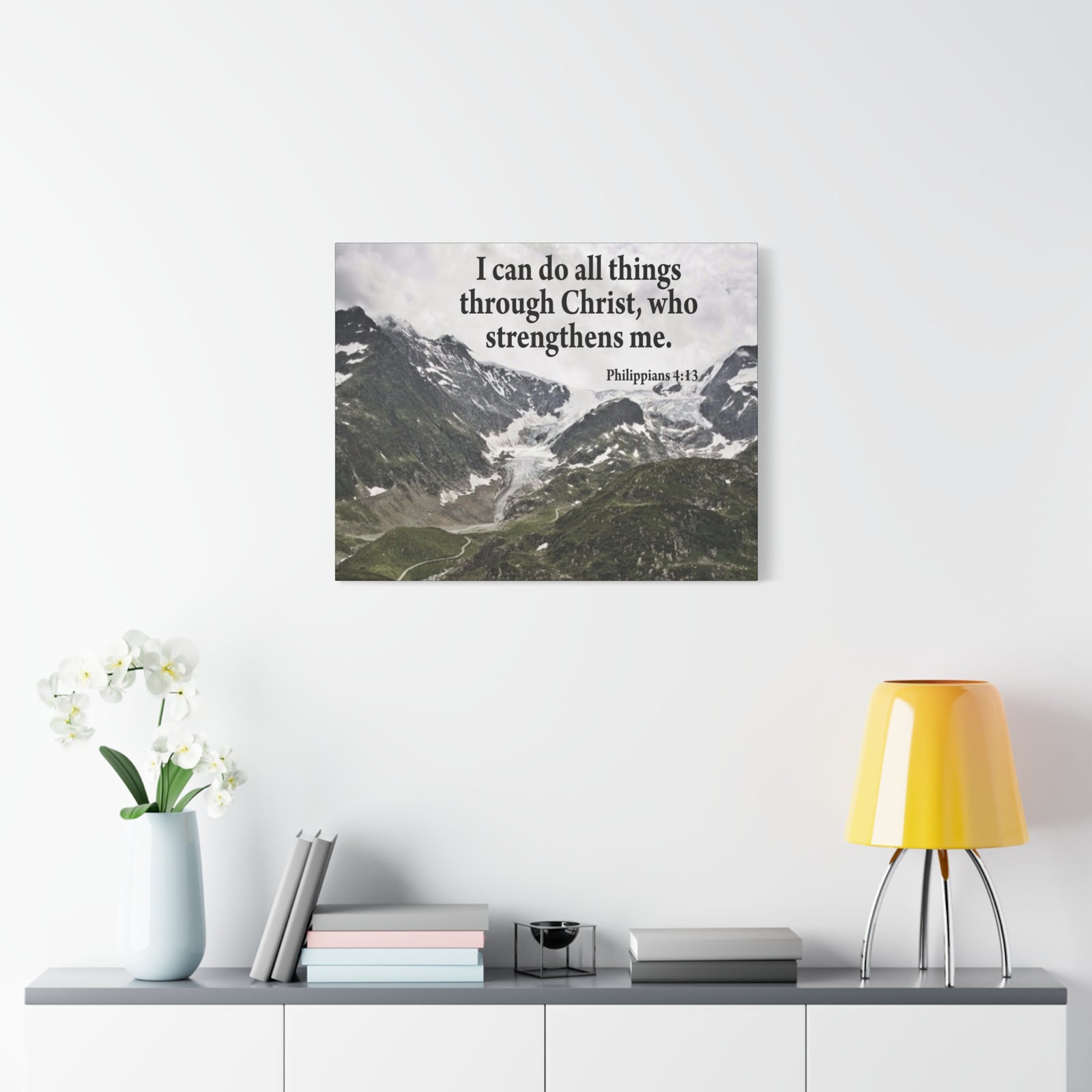 Scripture Canvas Christ Strenthens Me Philippians 4:13 Christian Wall Art Bible Verse Print Ready to Hang-Express Your Love Gifts