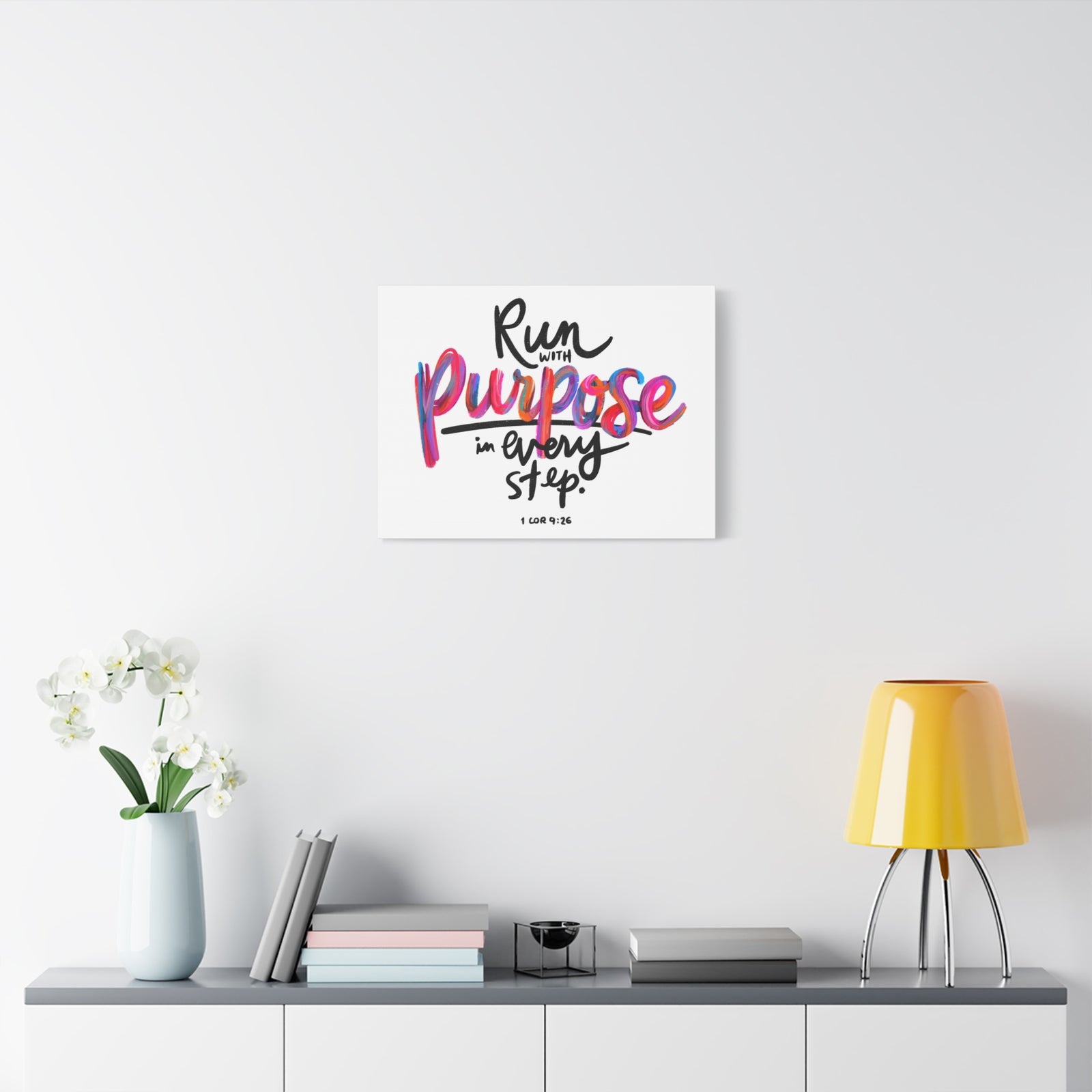Scripture Canvas Run With Purpose 1 Corinthians 9:26 Christian Wall Art Bible Verse Print Ready to Hang-Express Your Love Gifts