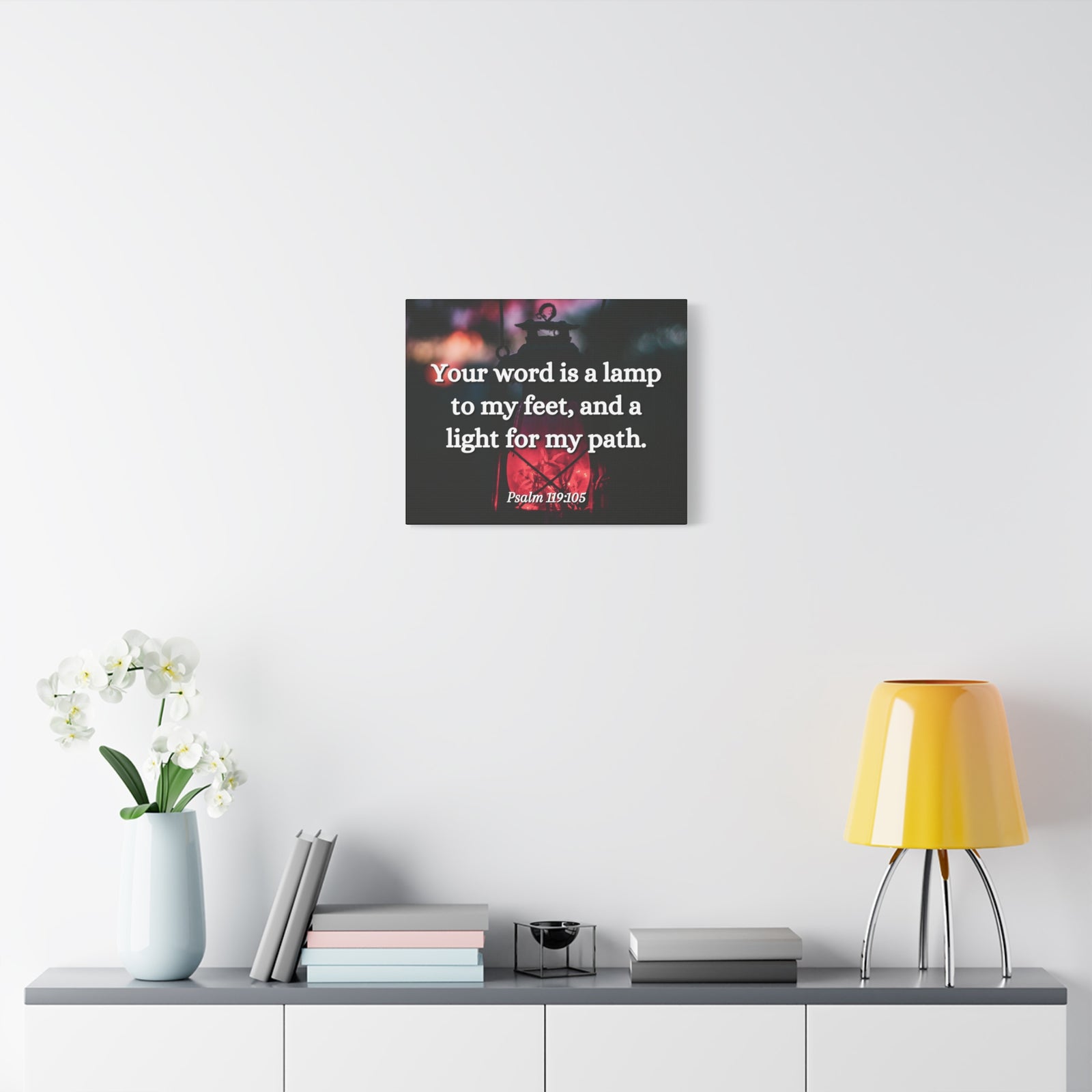Scripture Canvas Your Words Is Lamp Psalm 119:105 Christian Wall Art Bible Verse Print Ready to Hang-Express Your Love Gifts