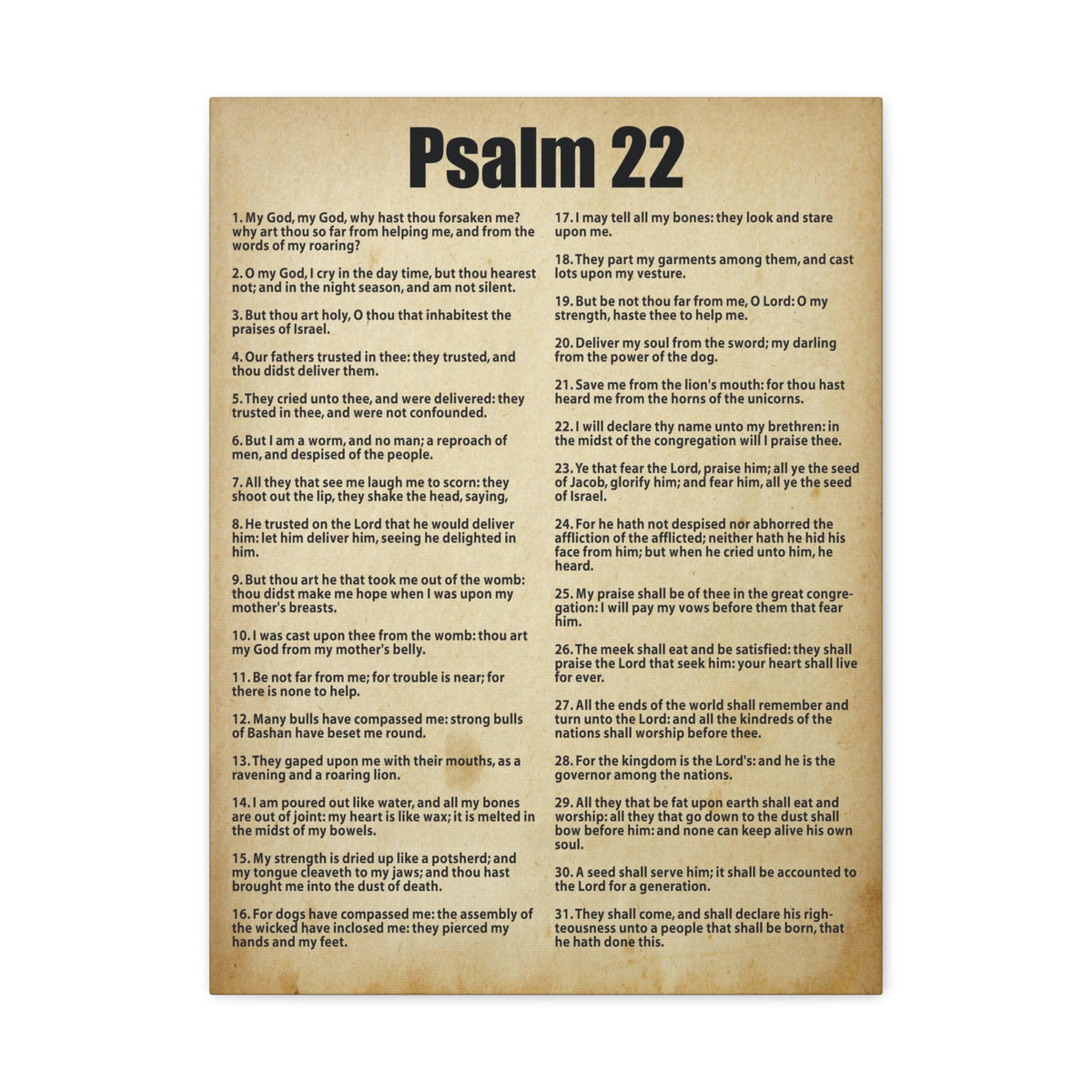 Scripture Canvas Desperate For God's Help Psalm 22 Christian Wall Art Bible Verse Print Ready to Hang-Express Your Love Gifts