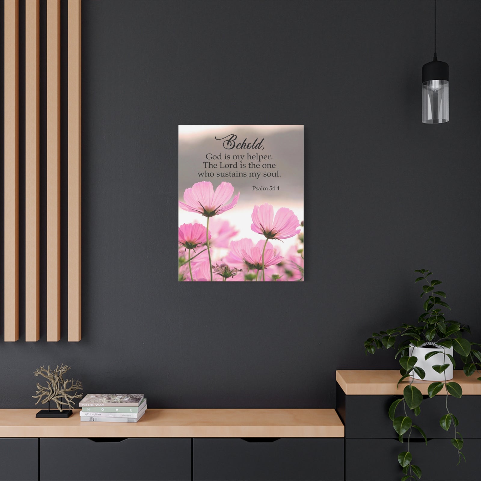 Scripture Canvas Behold, God is My Helper Psalm 54:4 Christian Wall Art Bible Verse Print Ready to Hang-Express Your Love Gifts