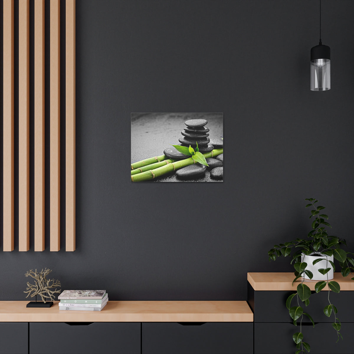Bamboo on the Black Forest Floral Nature Photography Canvas Wall Art for Home Decor Ready-to-Hang-Express Your Love Gifts