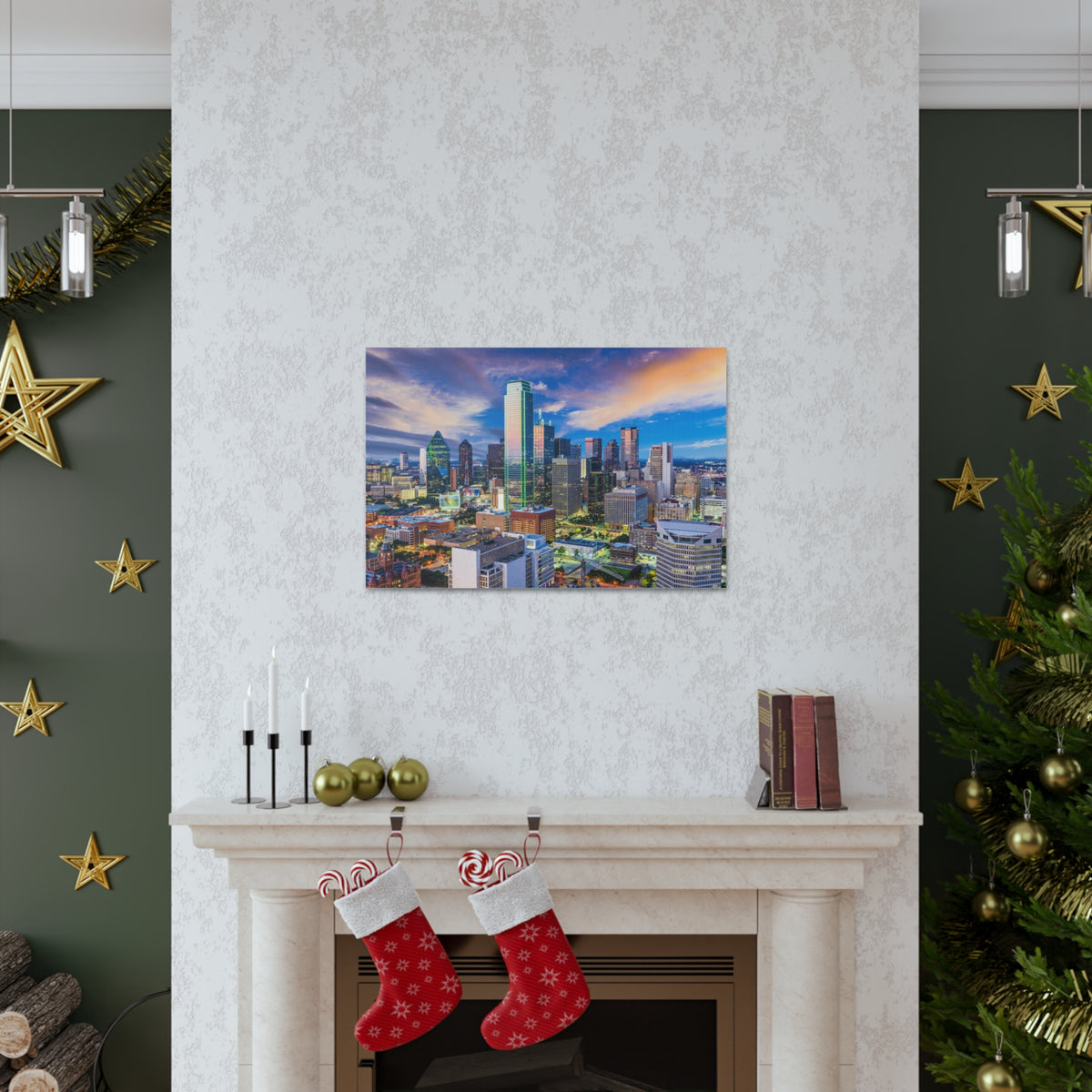 Dallas Daytime Skyline Canvas Artwork High-Quality Breathtaking Stunning Cityscape for Home Decor Ready to Hang-Express Your Love Gifts