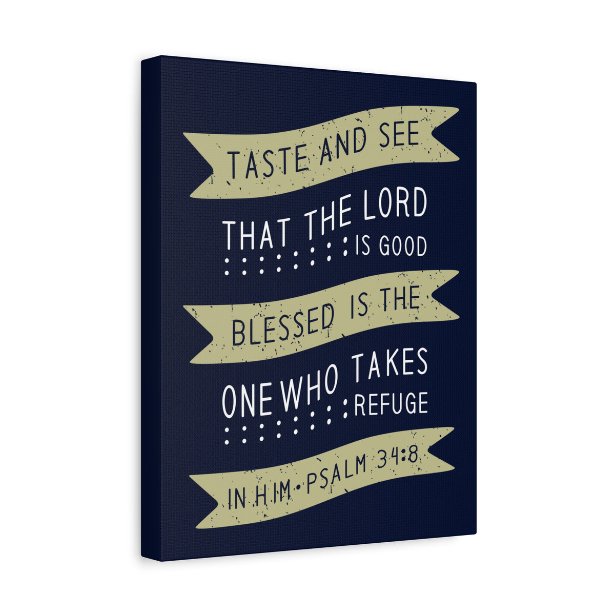 Scripture Canvas Blessed Psalm 34:8 Christian Wall Art Bible Verse Print Ready to Hang-Express Your Love Gifts